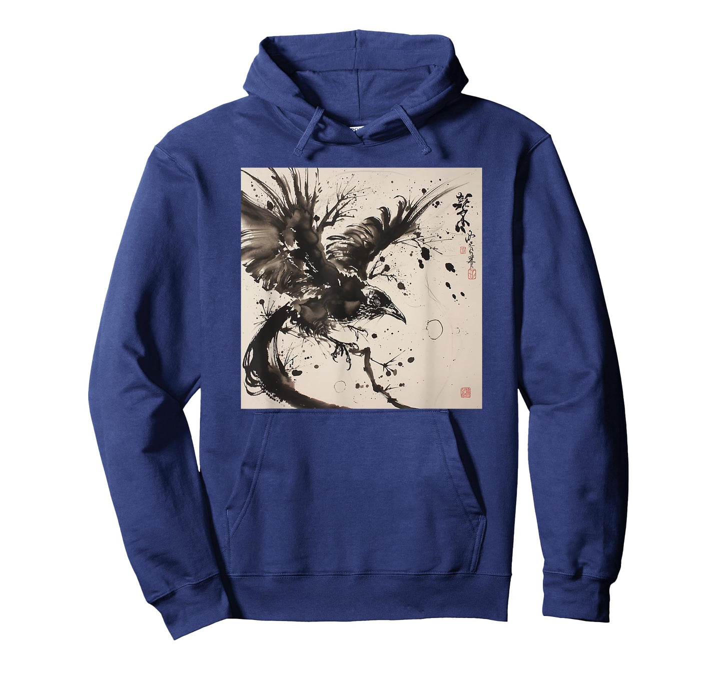 Japanese Ink Art Crow- Raven Ink Art Graphic T-Shirt