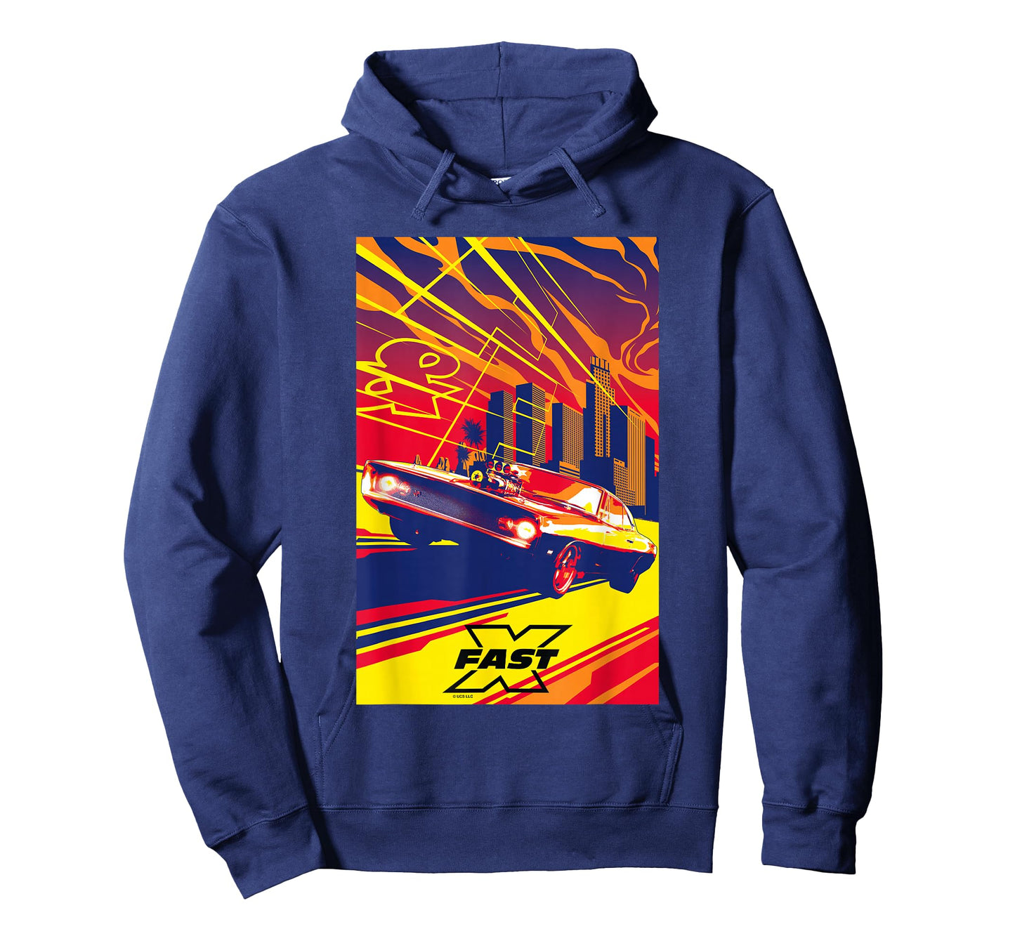 Fast X Toretto Charger City Skyline Saturated Movie Poster T-Shirt