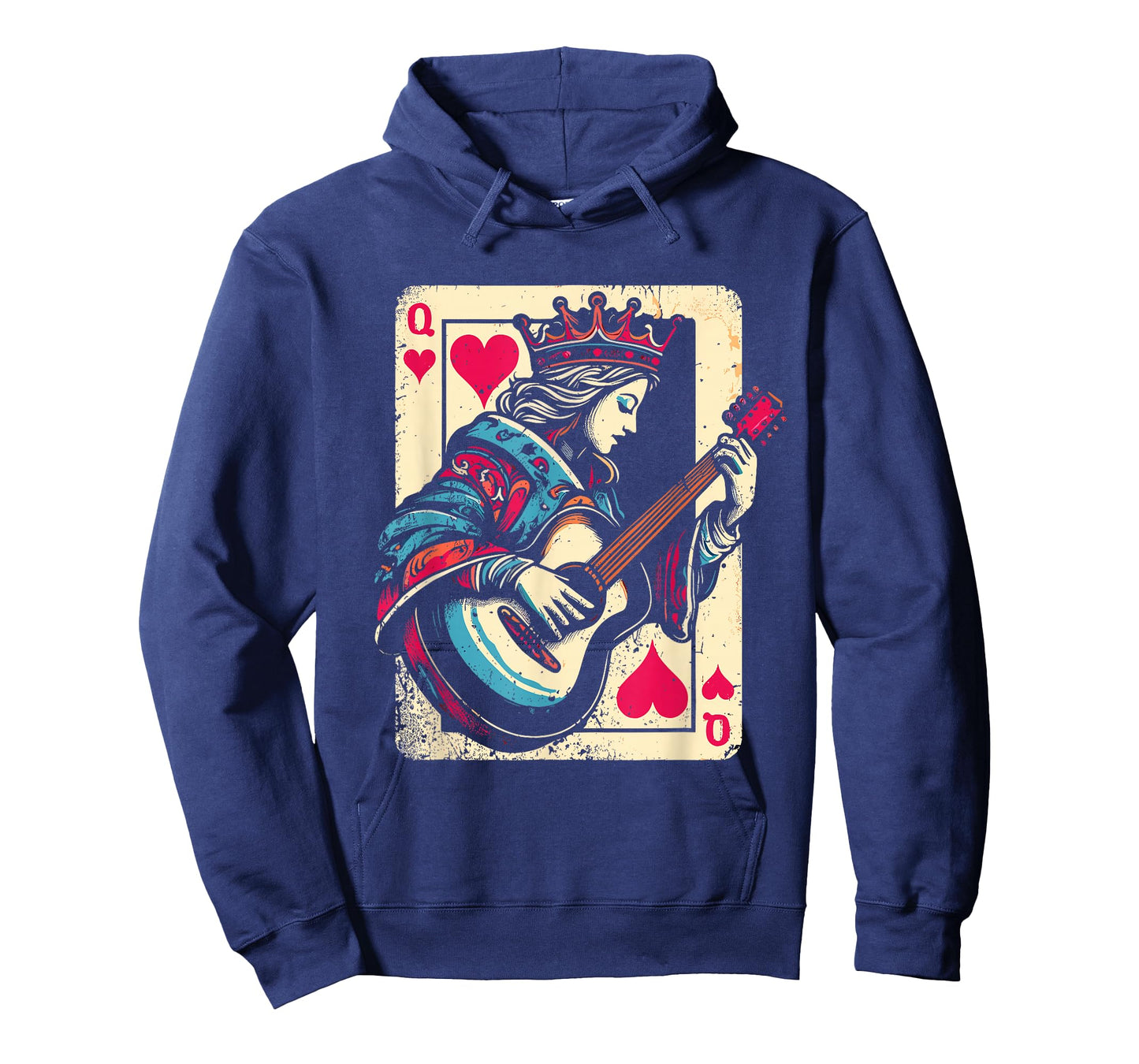 Queen Of Hearts Guitarist - Vintage Guitar Card Game Lover T-Shirt
