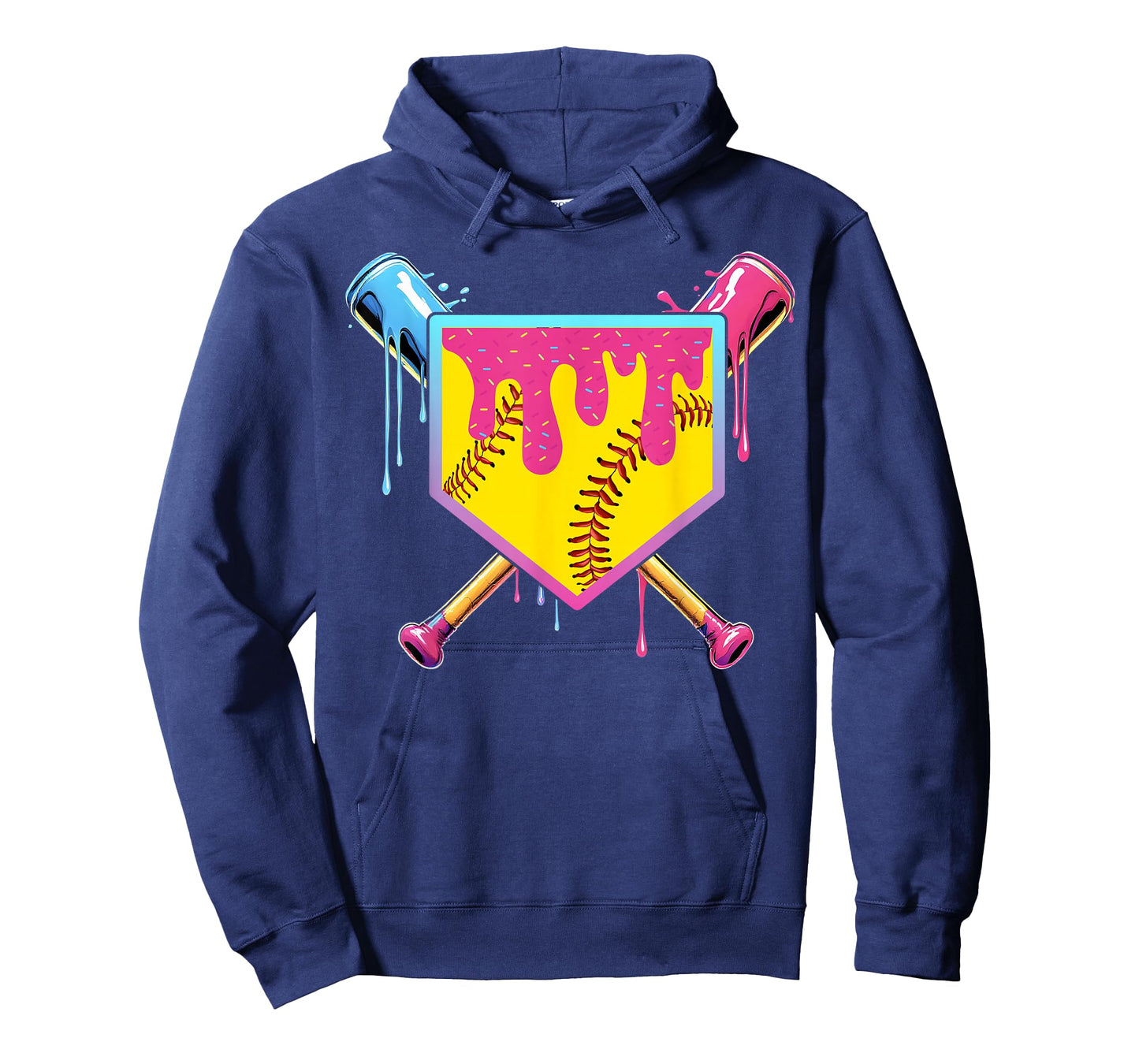 Softball Drip Girls Ice Cream Drip Home Plat Youth Game Day T-Shirt