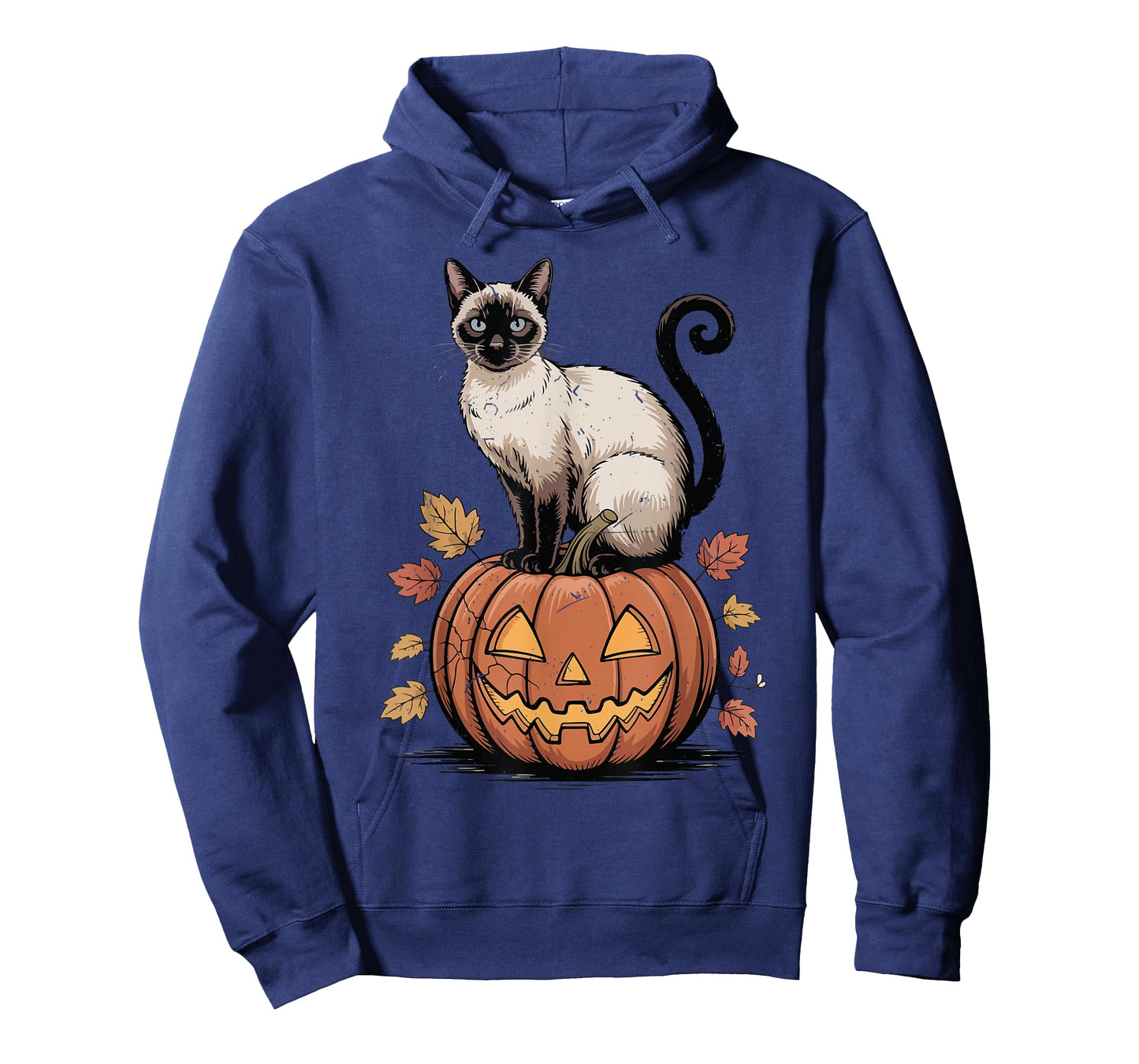 Vintage Siamese Cat Pumpkin Halloween Women Funny Mom Dad T-Shirt