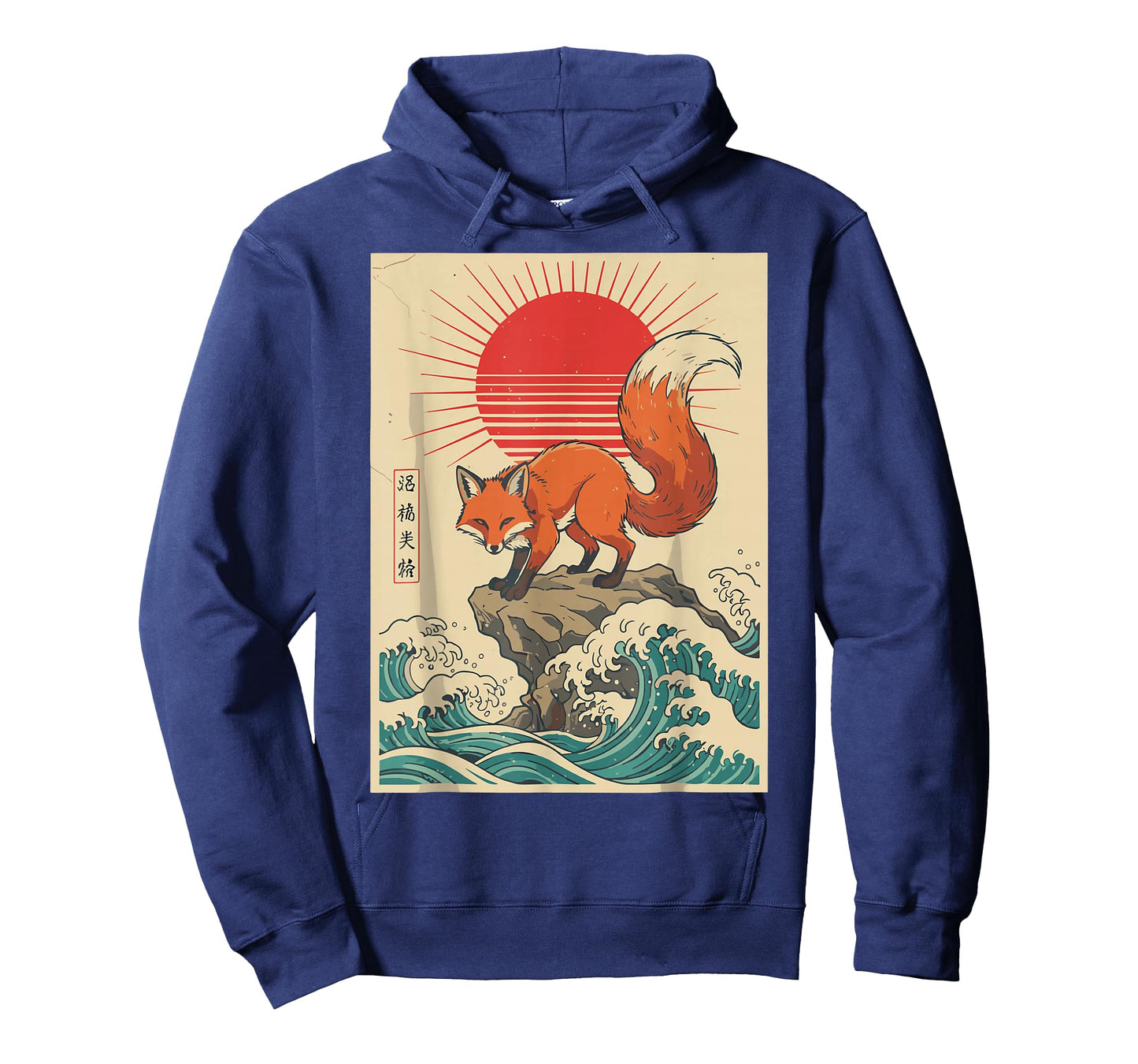 Japanese Shirt Fox Wave Rising Sun Vintage Art Graphic Men T-Shirt