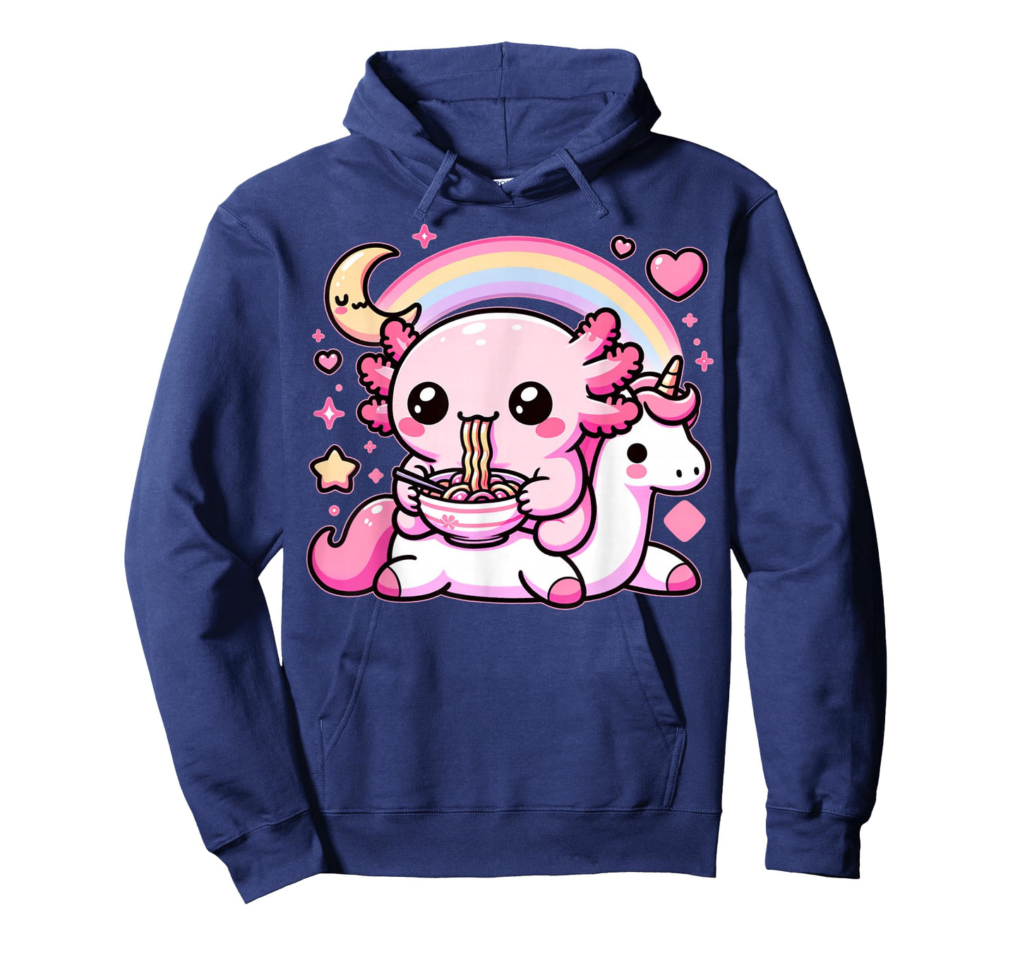 Anime Kawaii Axolotl Eating Ramen Noodles Kids Teen Girl Boy T-Shirt
