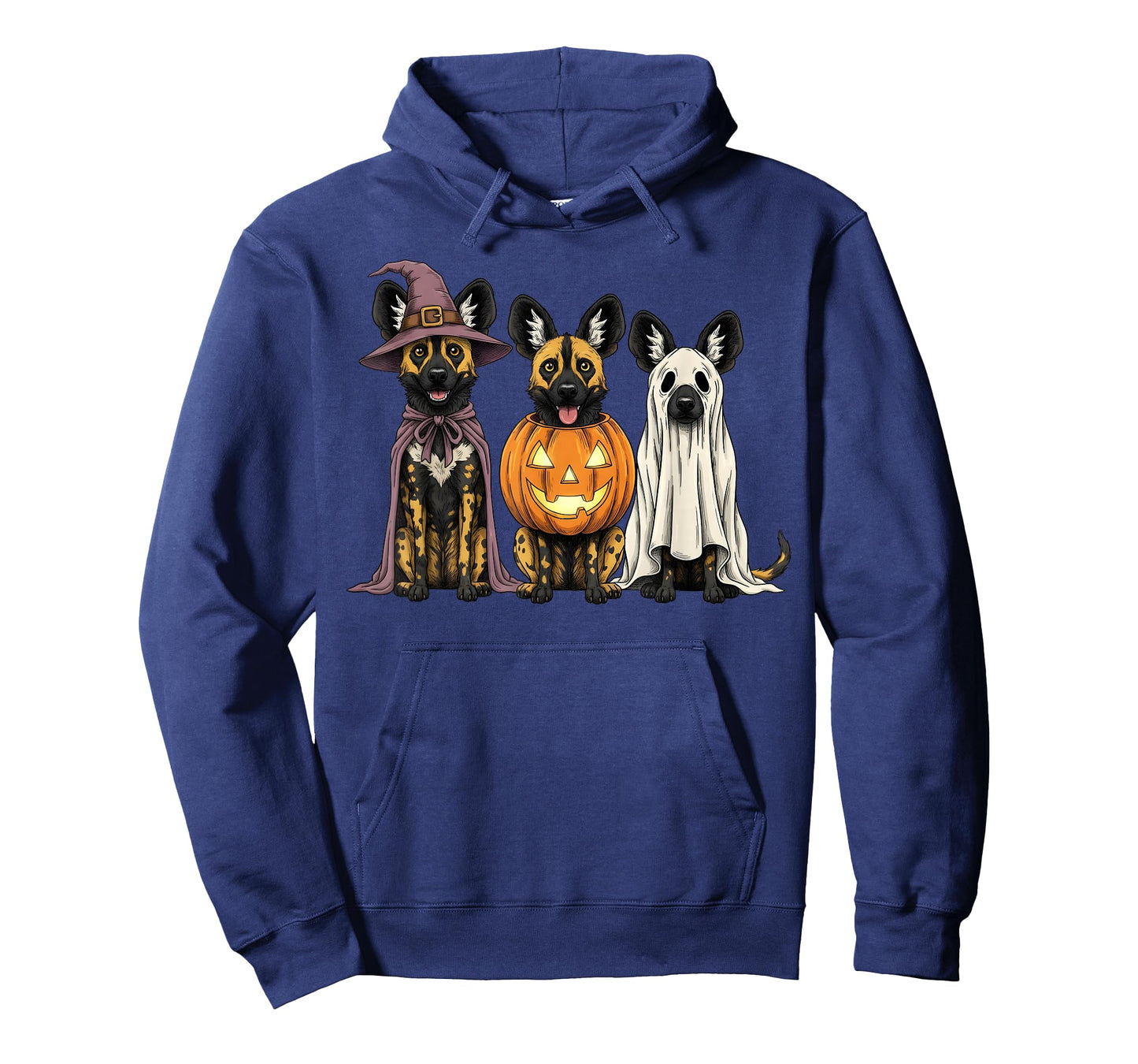 Spooky Ghost African Wild Dog Lover Pumpkin Halloween T-Shirt