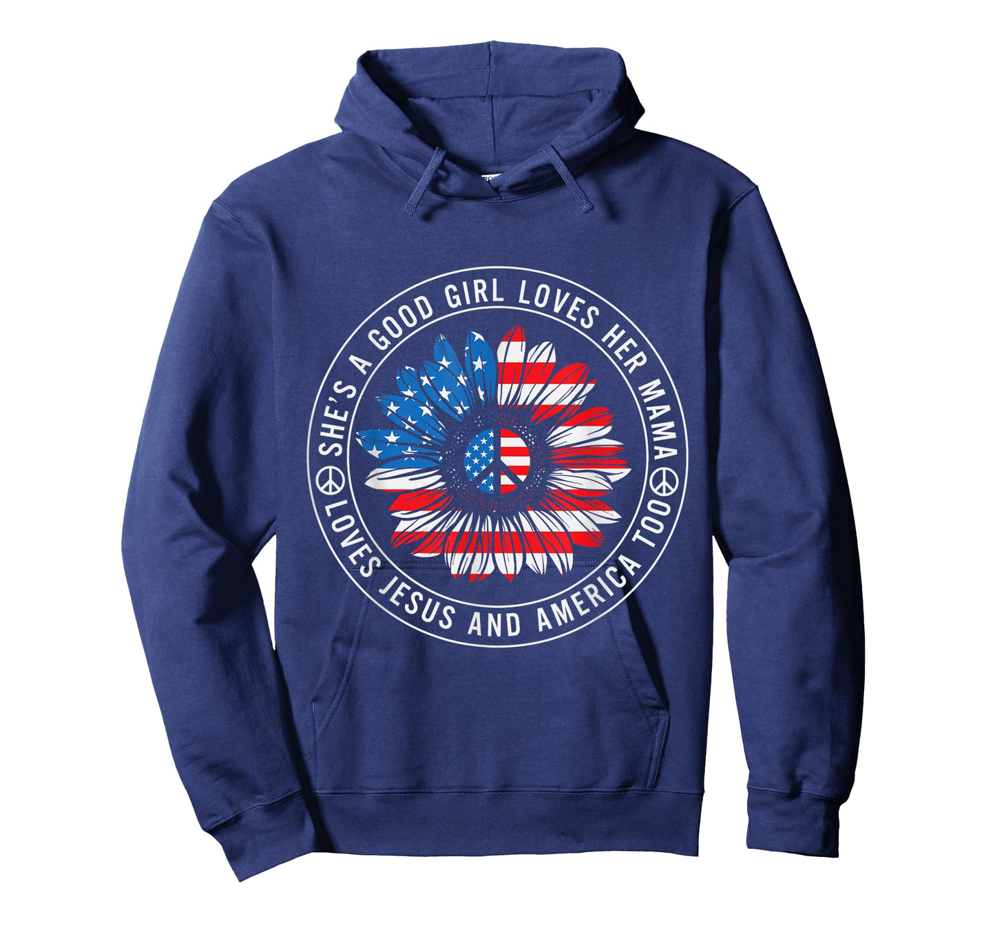 She Loves Her Mama Jesus and America Peace Sign T-Shirt