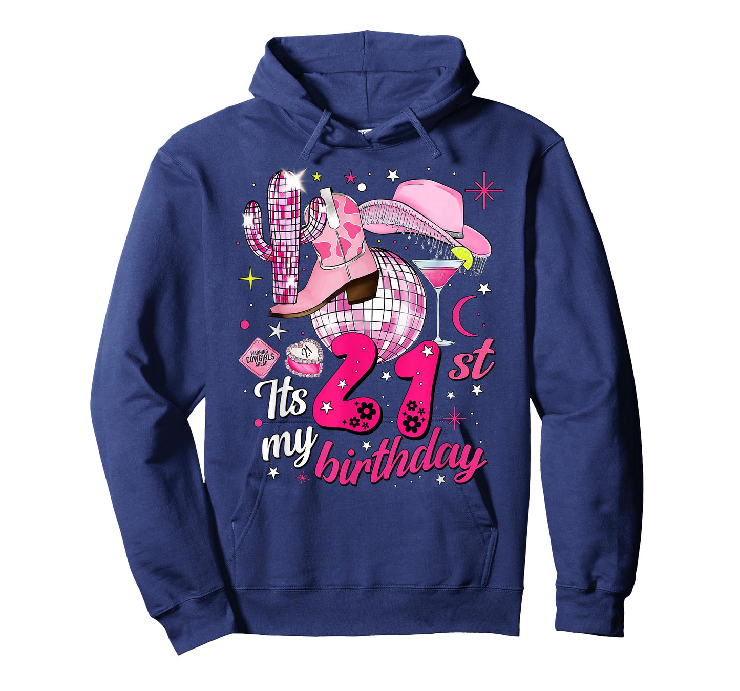 Howdy Cowboy Hat Womens Pink Boots Disco Ball 21st Birthday T-Shirt