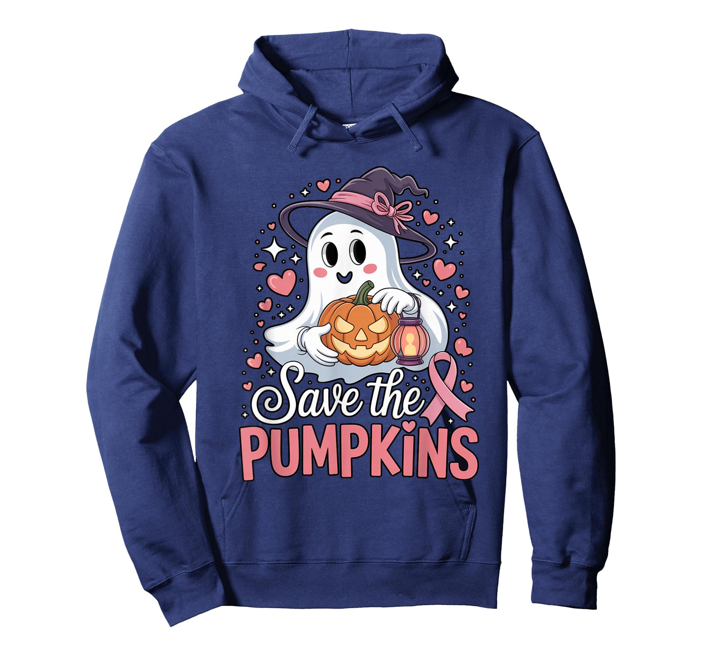 Save The Pumpkins Pink Ribbon Halloween Ghost Breast Cancer T-Shirt