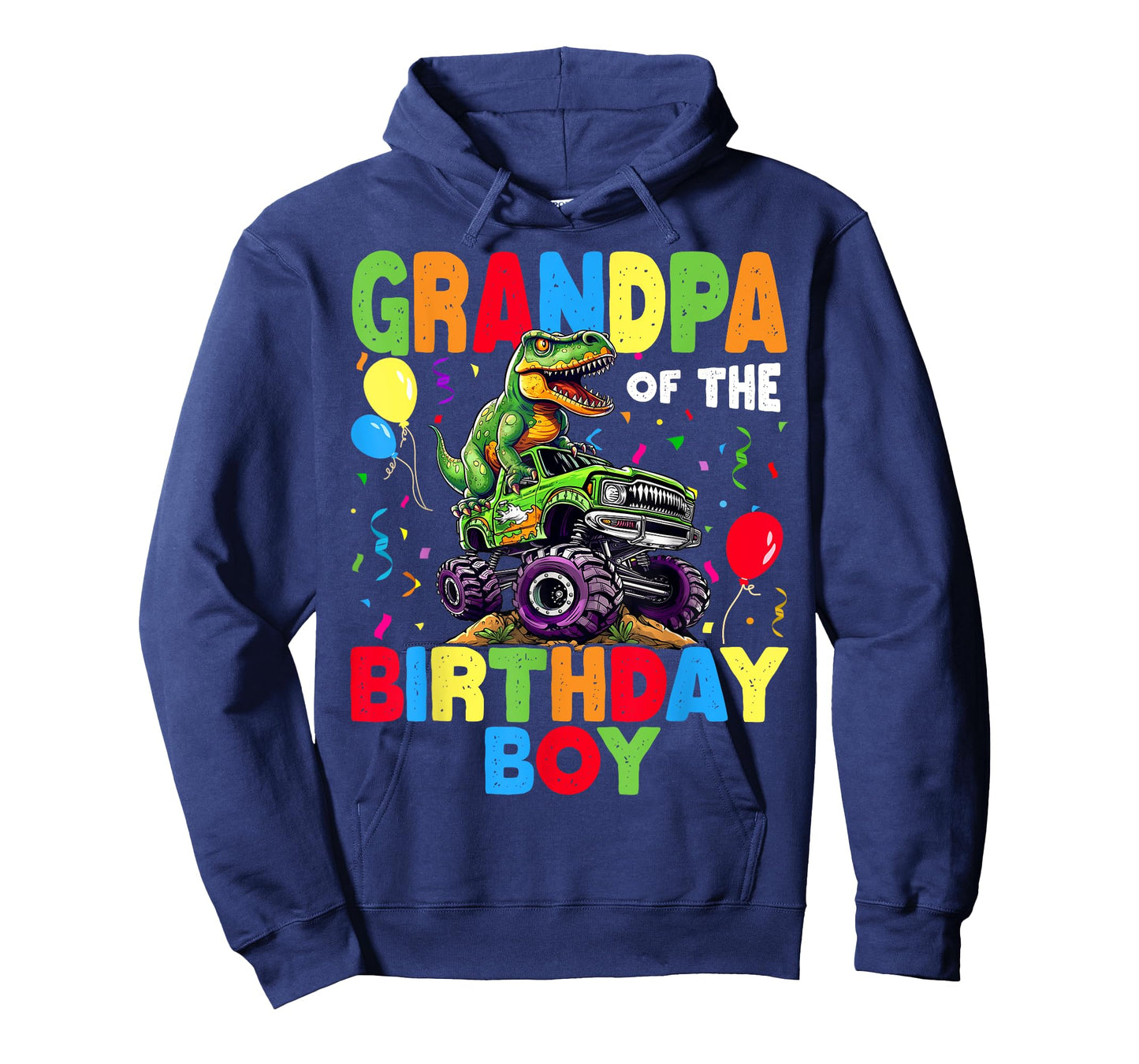 Grandpa Of The Birthday Boy Dinosaur T-Rex Monster Truck T-Shirt