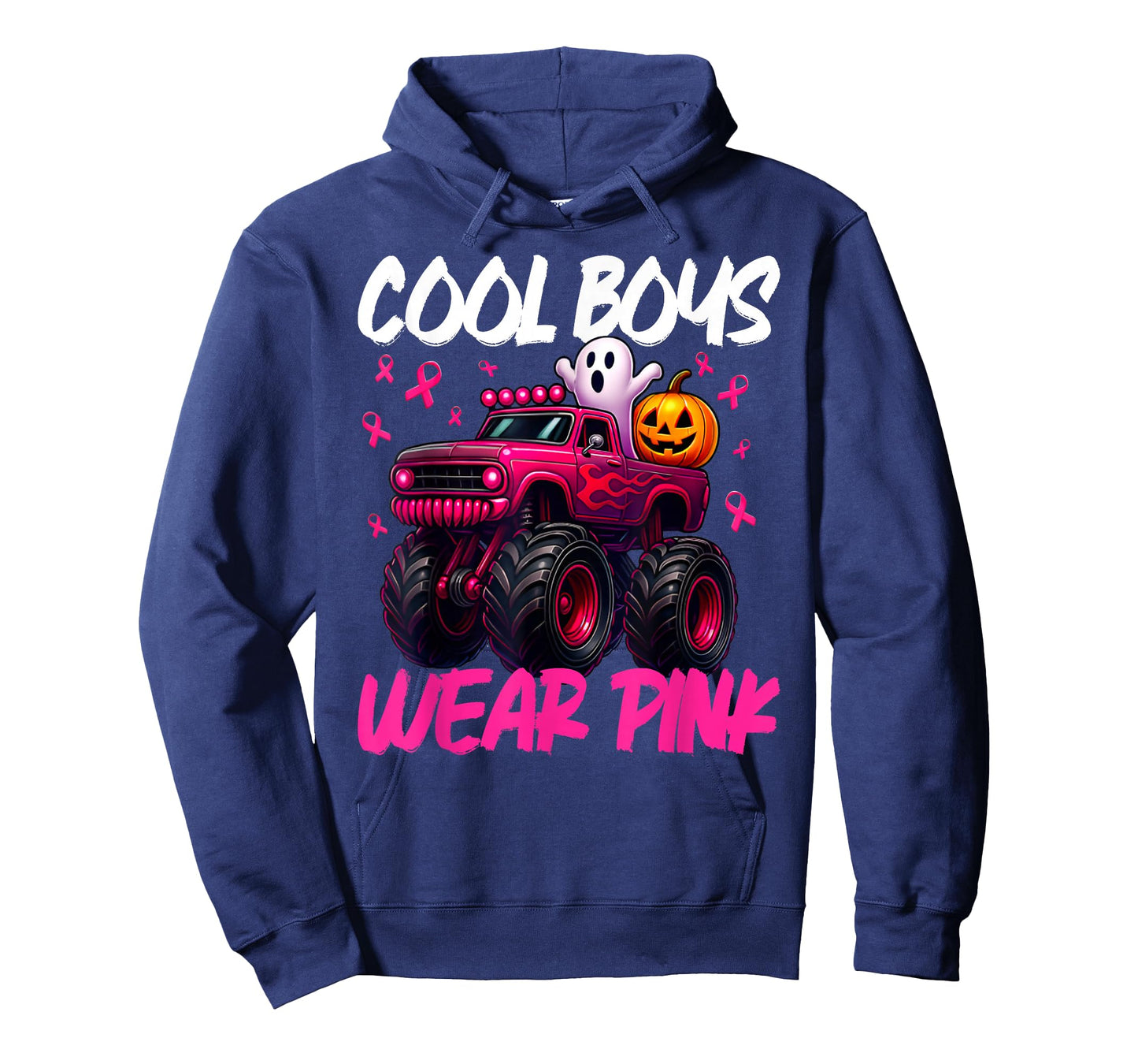 Cool Boo Wear Pink Monster Truck Breast Cancer Boys Kids T-Shirt