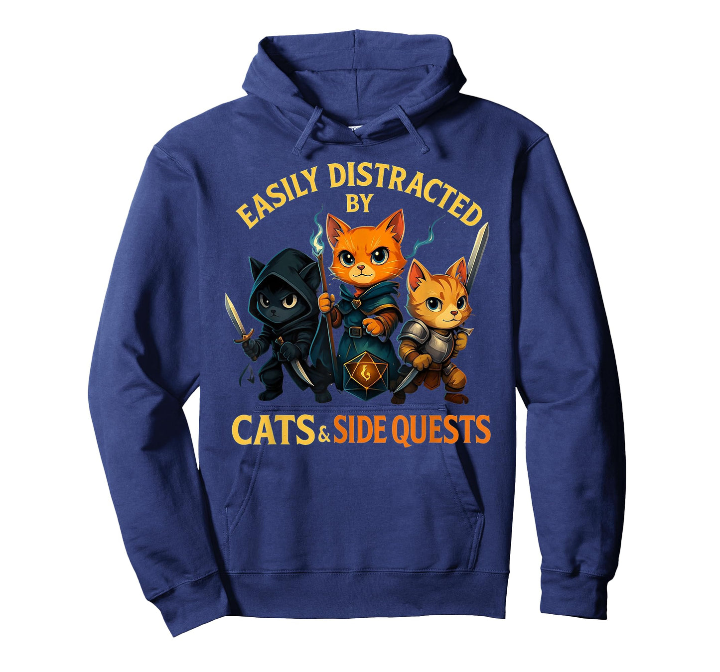 Easily Distracted by Cats and Side Quests RPG Gamer T-Shirt