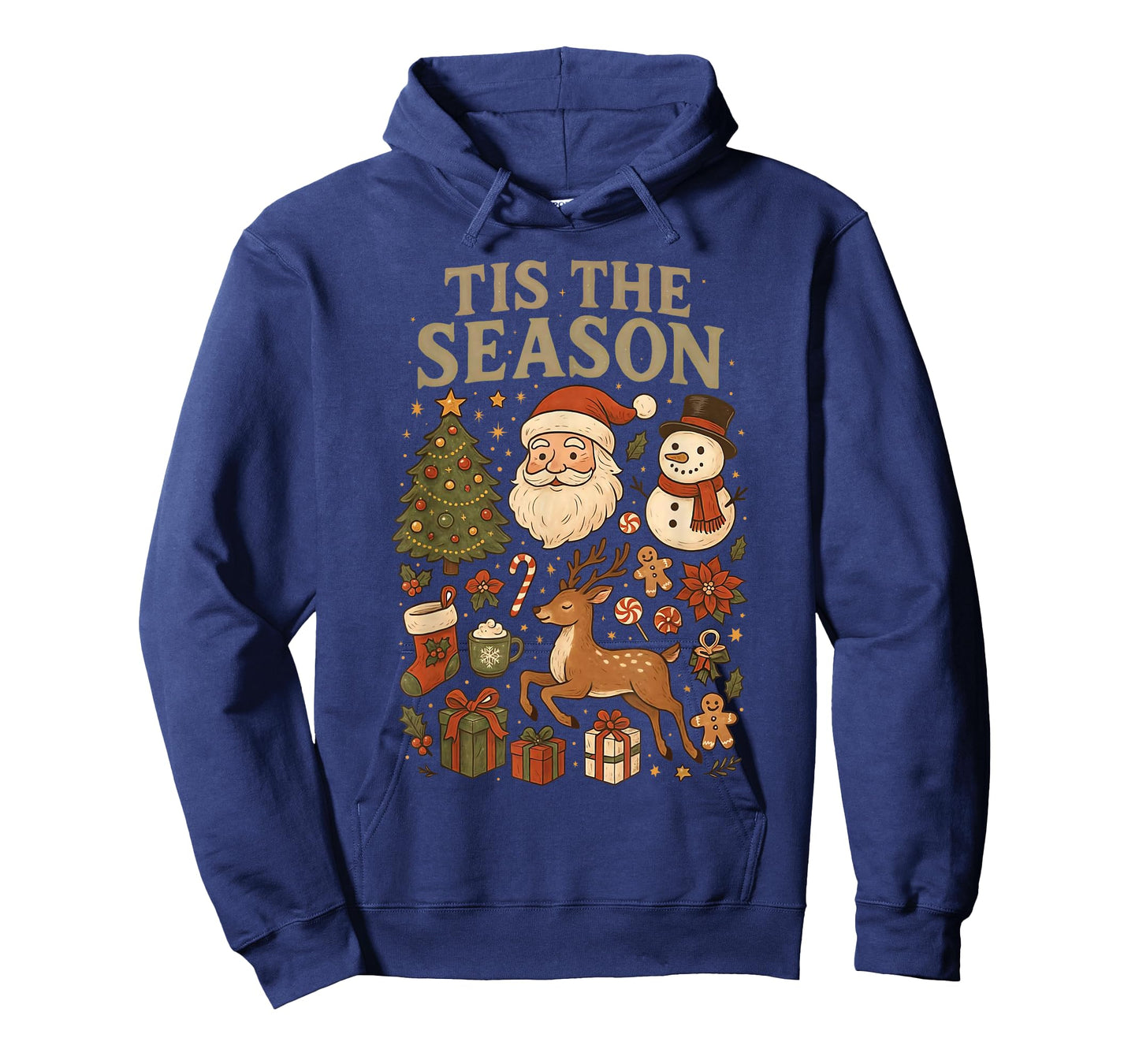 Retro Funny Santa Tis The Season Christmas Doodles Snowman T-Shirt
