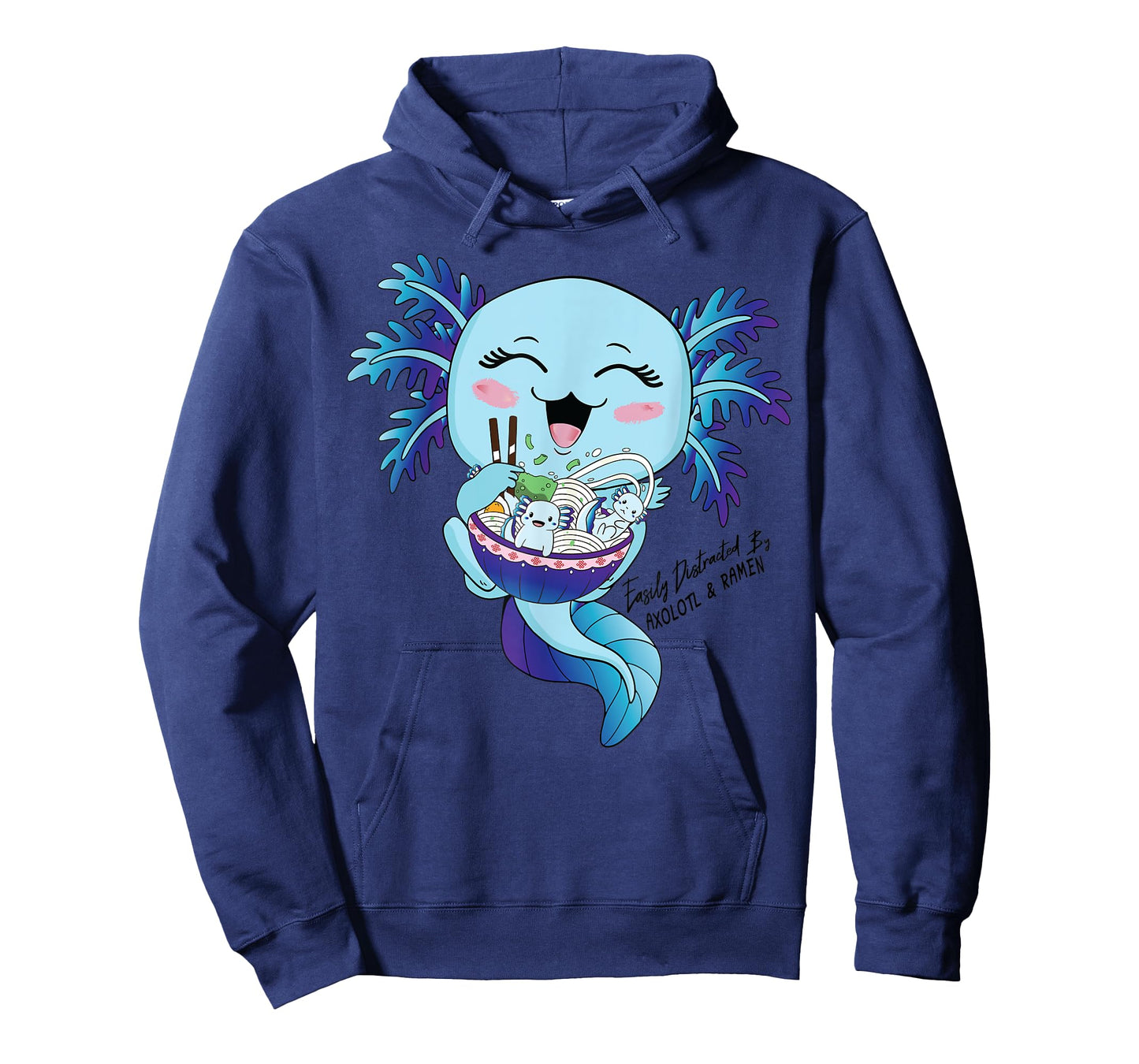 Kawaii Blue Axolotl Eating Ramen Salamander Boys Girls Teens T-Shirt
