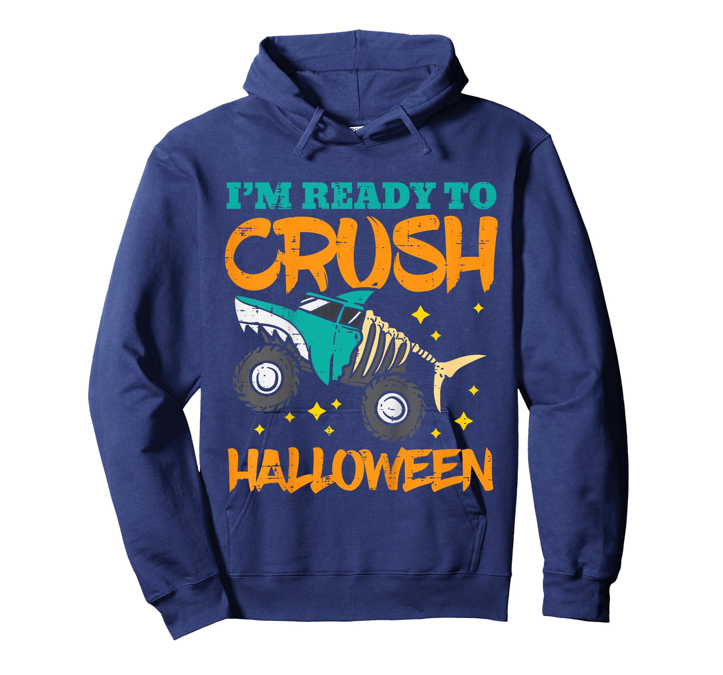 Kids Shark Skeleton Monster Truck Crush Halloween Toddler Boys T-Shirt