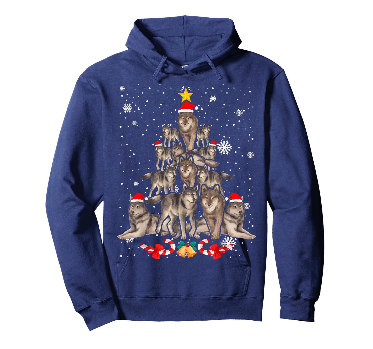 Wolfs Tree Christmas Sweater Xmas Pet Animal Wolf Lover T-Shirt