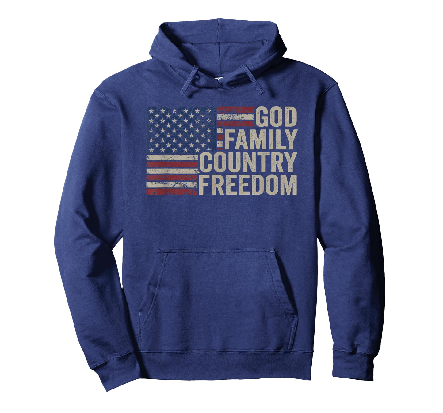 God Family Country Freedom - 4th July USA Flag Christian T-Shirt