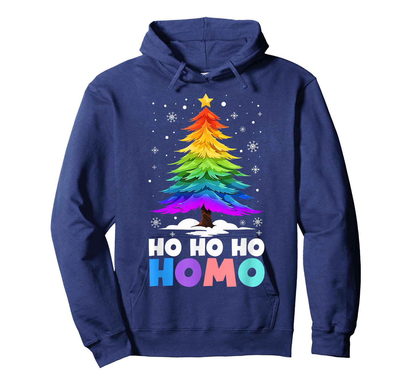 Retro Ho Ho Homo Gay Funny LGBT Pride Rainbow Christmas Tree T-Shirt