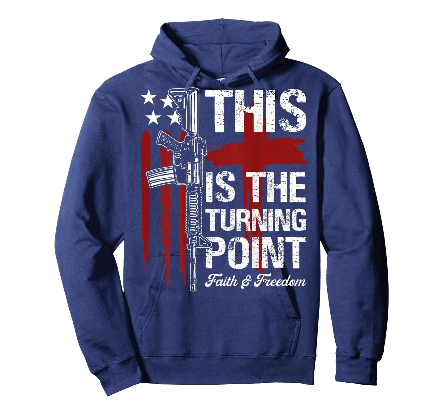This is The Turning Point Faith Cross US Flag Patriotic Back T-Shirt