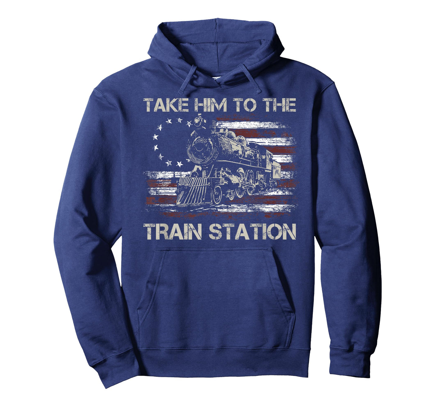 Vintage Old American Flag Take Him To The Train Station T-Shirt