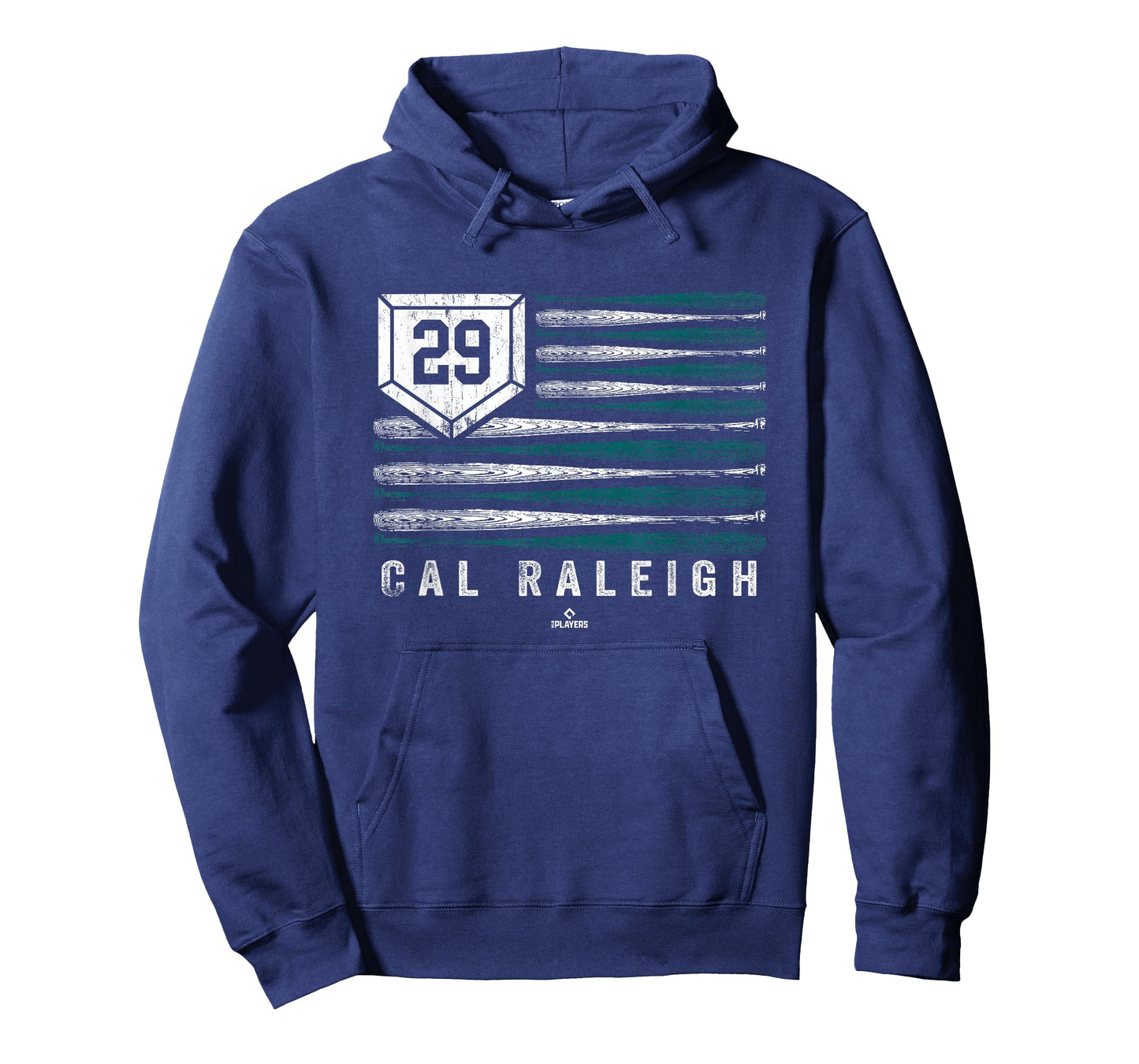Vintage US Flag Baseball Stripes Cal Raleigh Seattle MLBPA T-Shirt