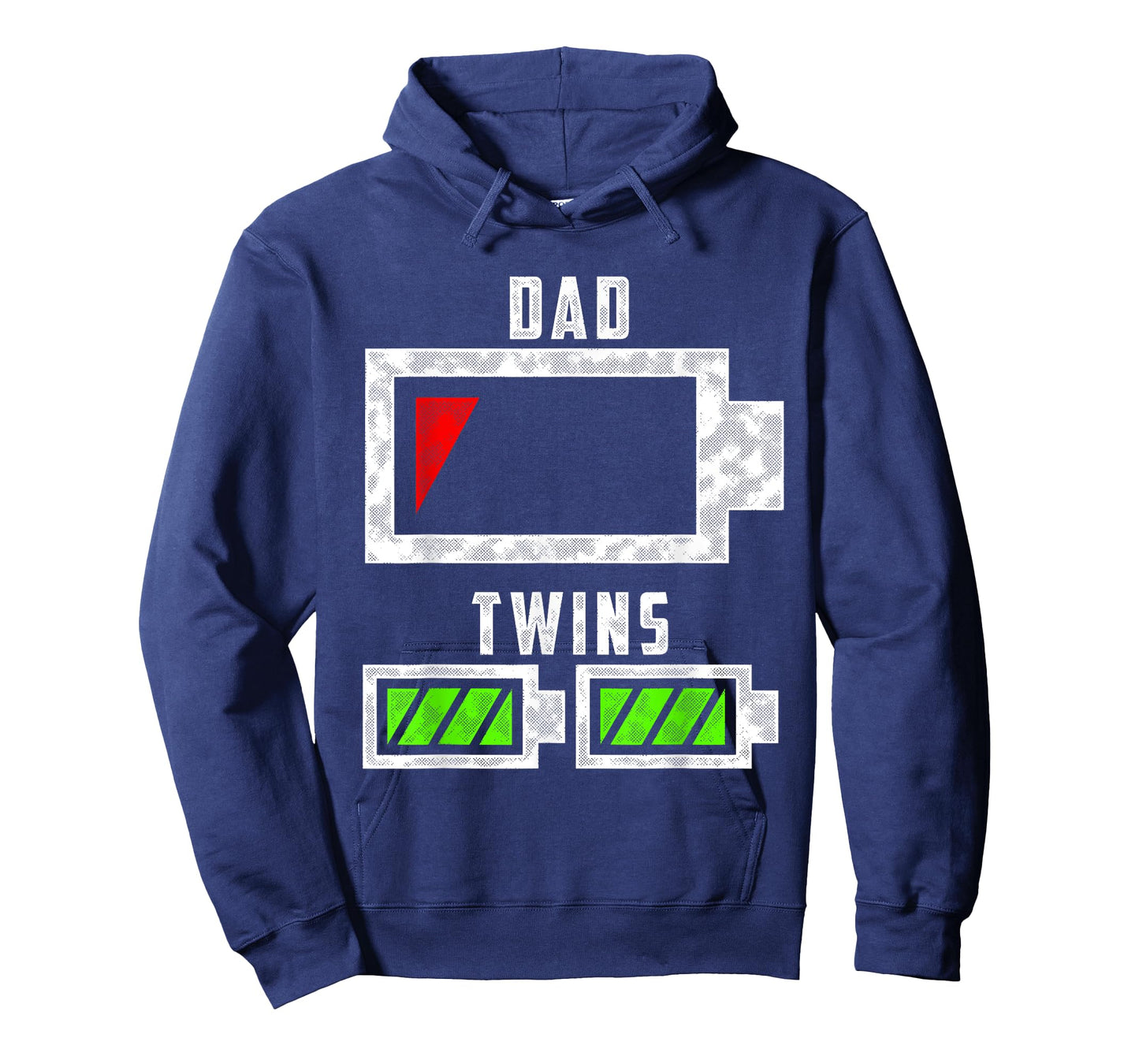 Tired Twin Dad Low Battery Dad of Twins Funny Dad T-Shirt