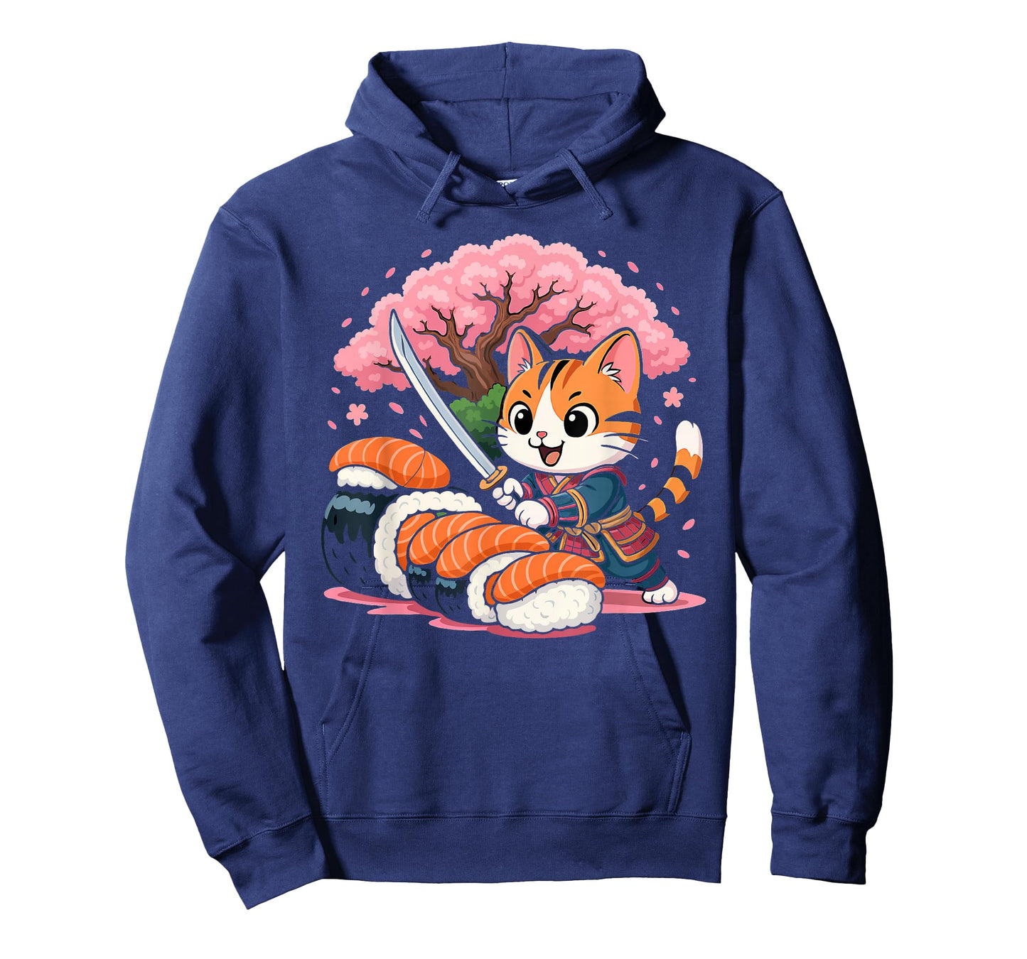 Kawaii Samurai Cat Sushi Funny Japanese Food Lovers T-Shirt