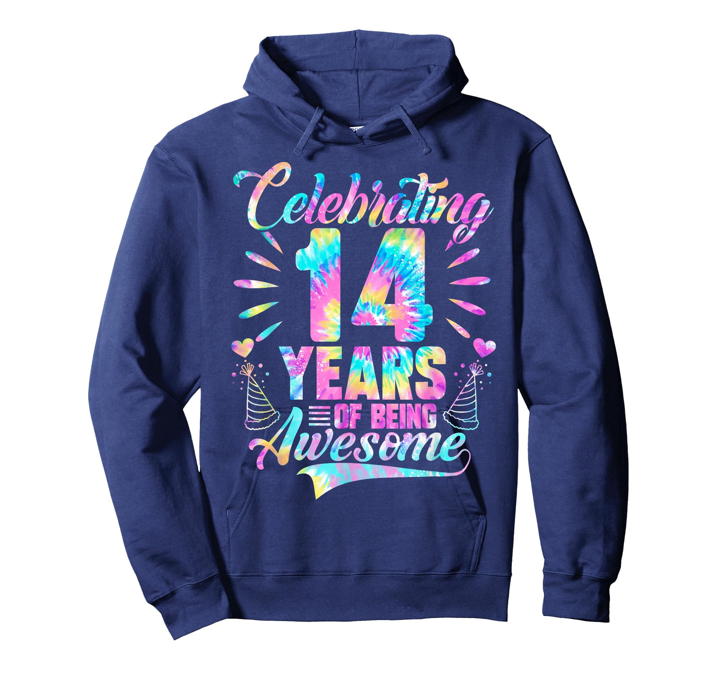 Celebrating 14 Year Of Being Awesome With Tie-dye Graphic T-Shirt