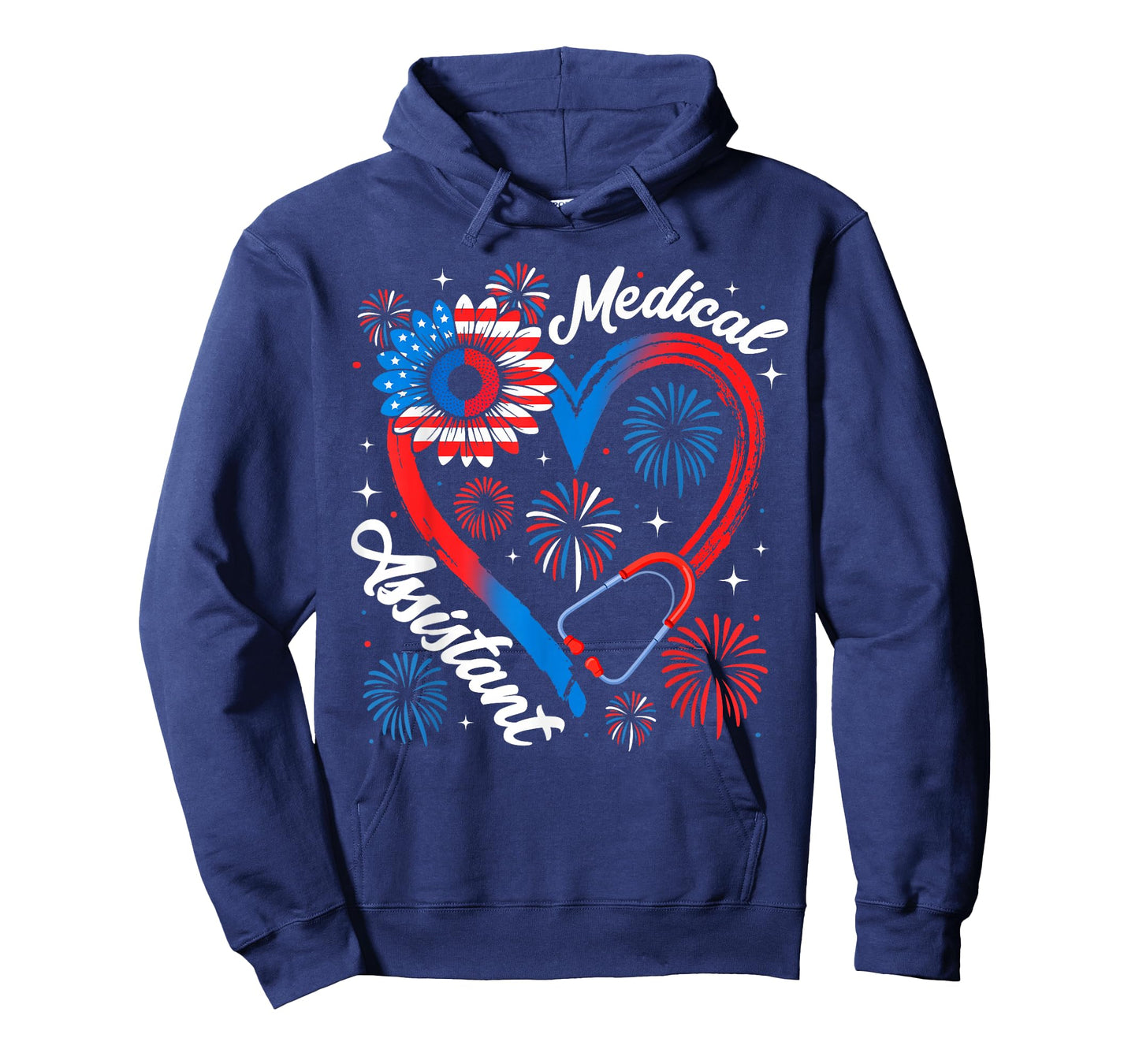 Medical Assistant Sunflower American Flag 4th of July T-Shirt