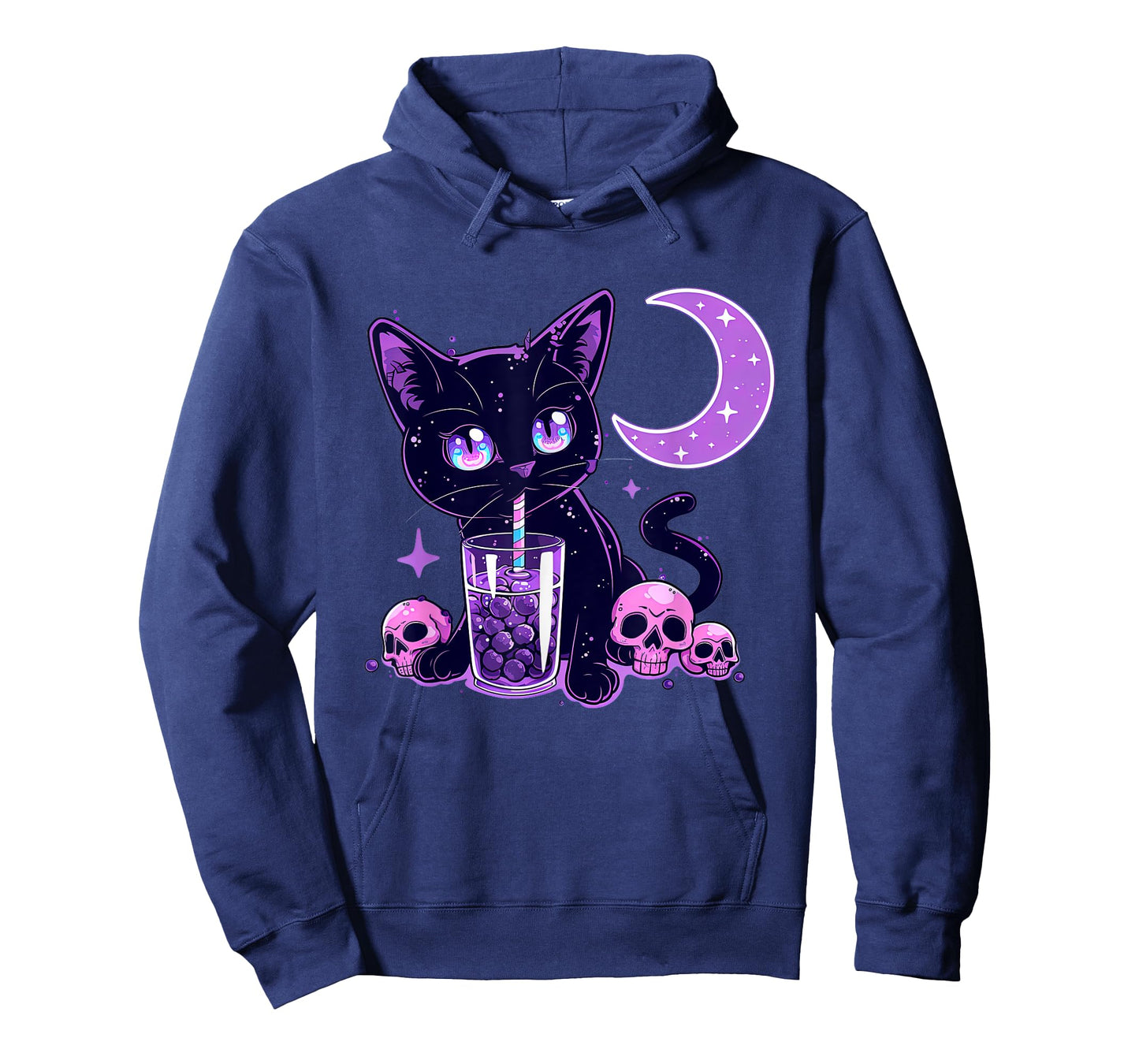 Cute Kawaii Cat Drink Boba Tea Purple Pastel Goth Neko Cat T-Shirt
