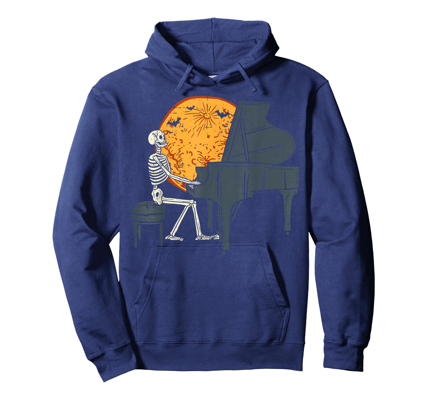 Skeleton Playing Piano Moon Halloween Music Boys Men T-Shirt