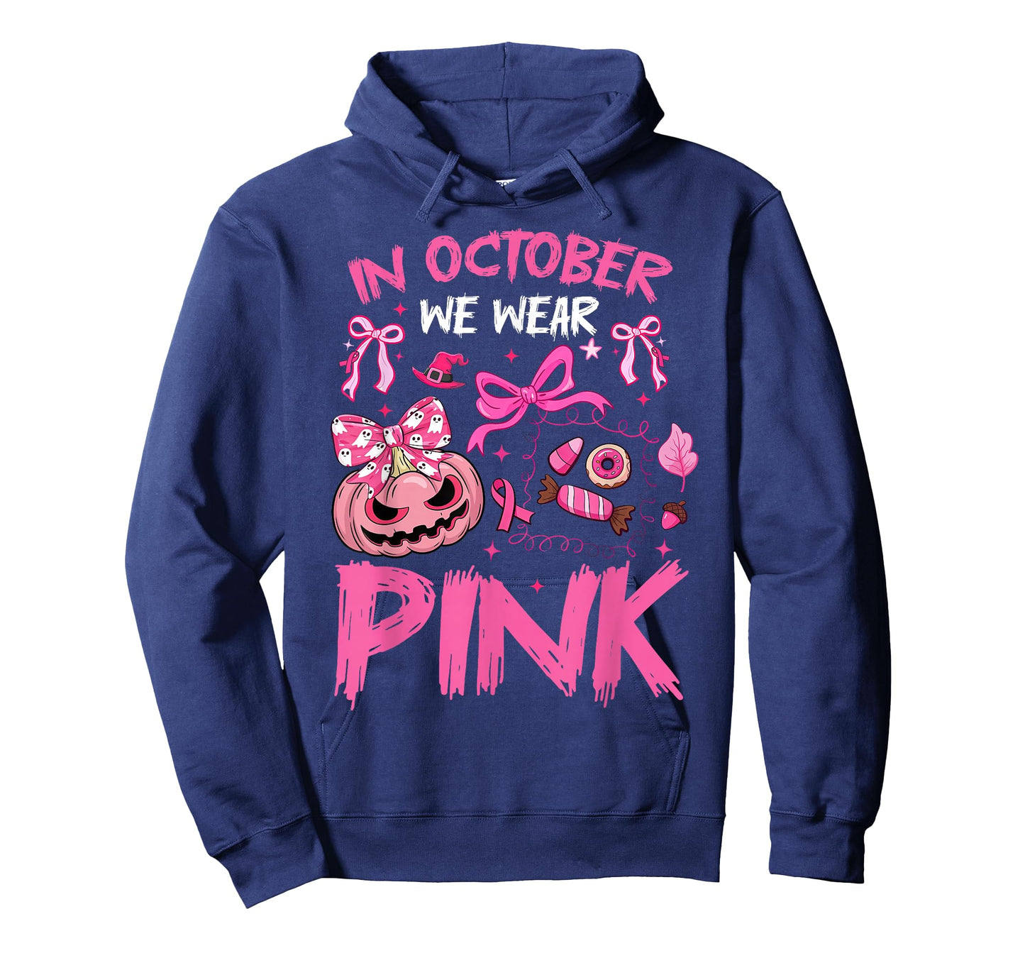 in October We Wear Pink Halloween Breast Cancer Awareness T-Shirt