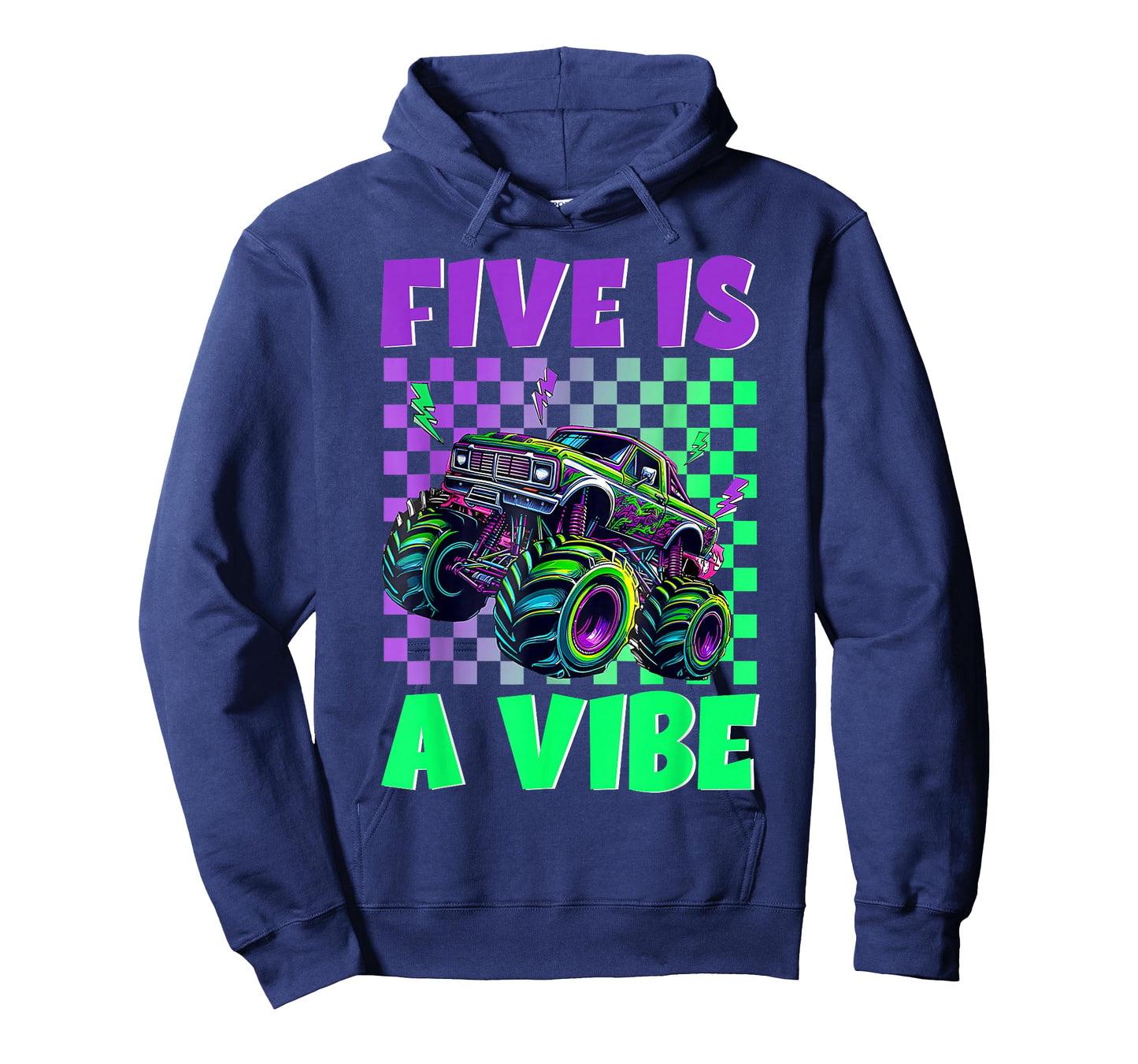 5 Year Old Five is A Vibe Monster Truck 5th Birthday Boy T-Shirt
