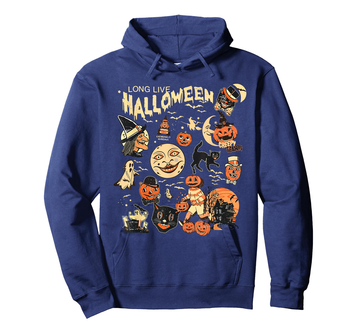 Long Live Halloween Funny Pumpkin Bat Halloween Black Cat T-Shirt