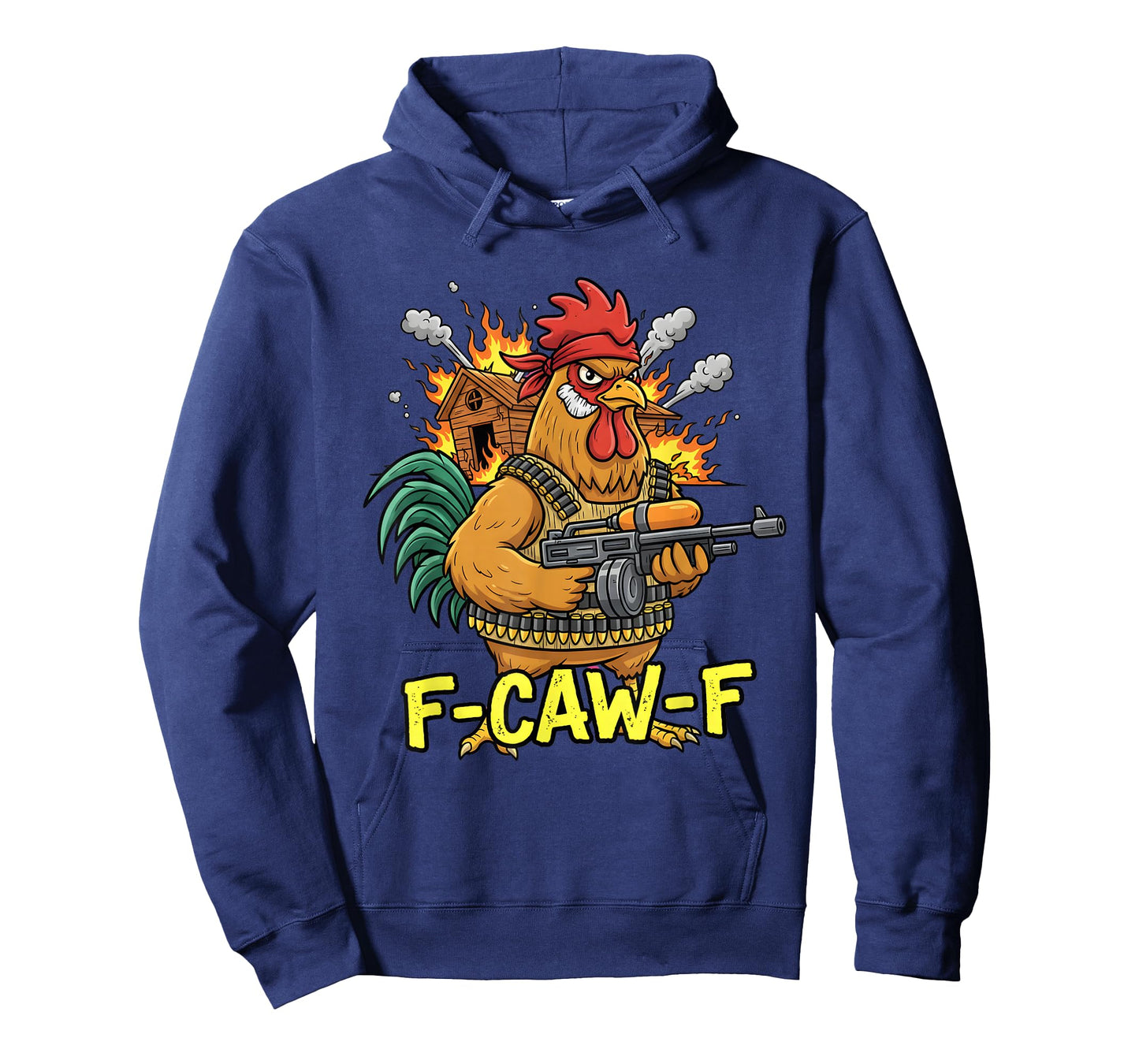 F Caw F Battle Rooster Commando Chicken Funny 80s Movie Fan T-Shirt