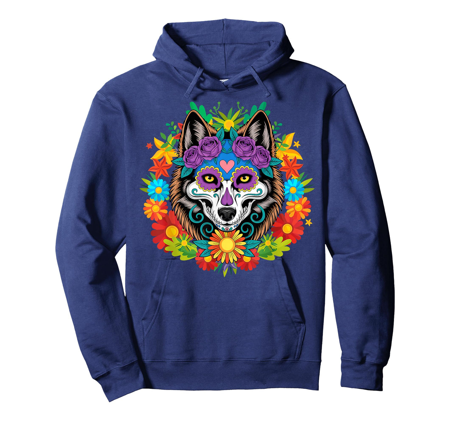Sugar Skull Wolf Day of Dead Dia De Los Muertos Halloween T-Shirt