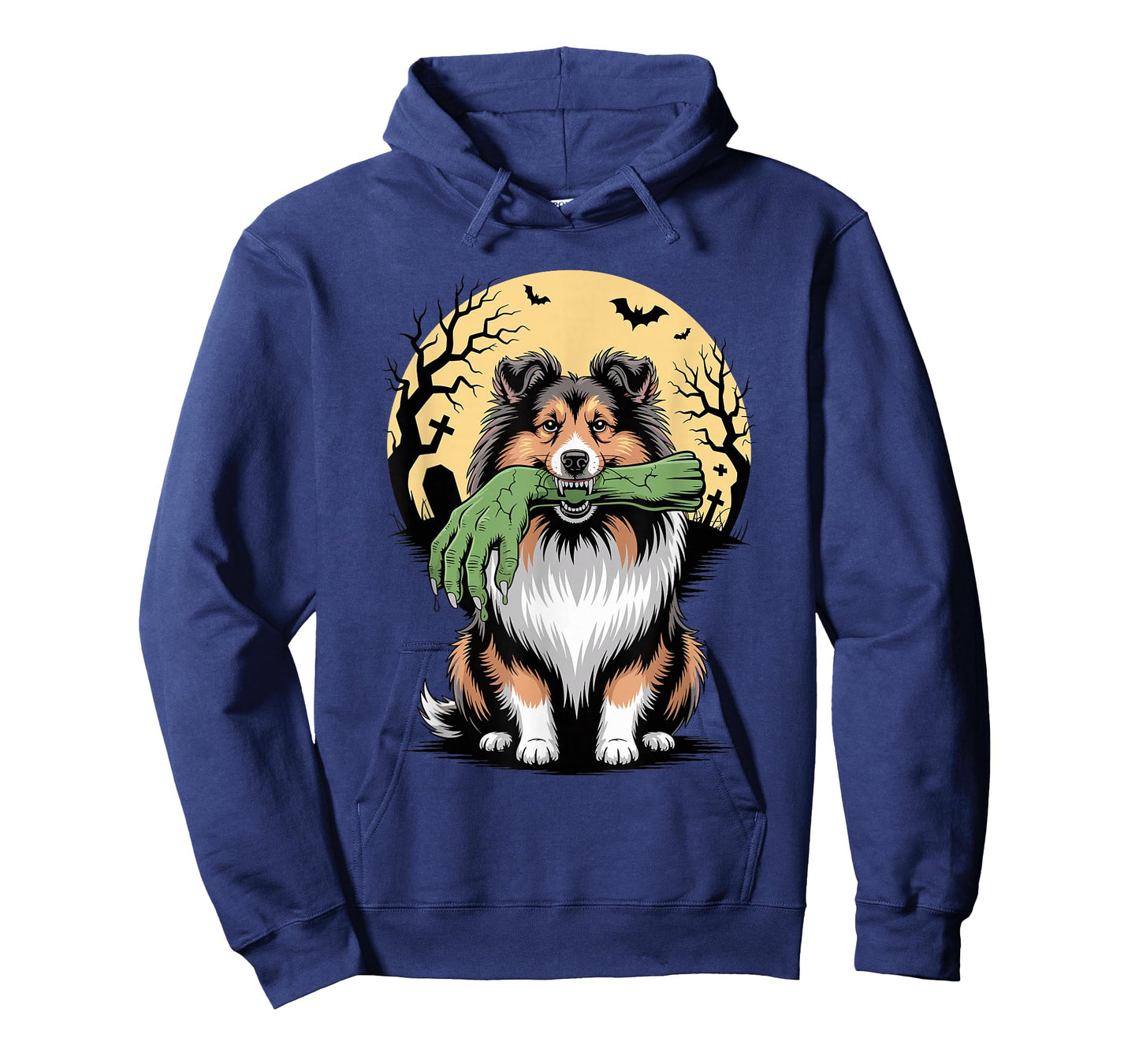 Halloween Moon Zombie Hand Shetland Sheepdog Sheltie T-Shirt