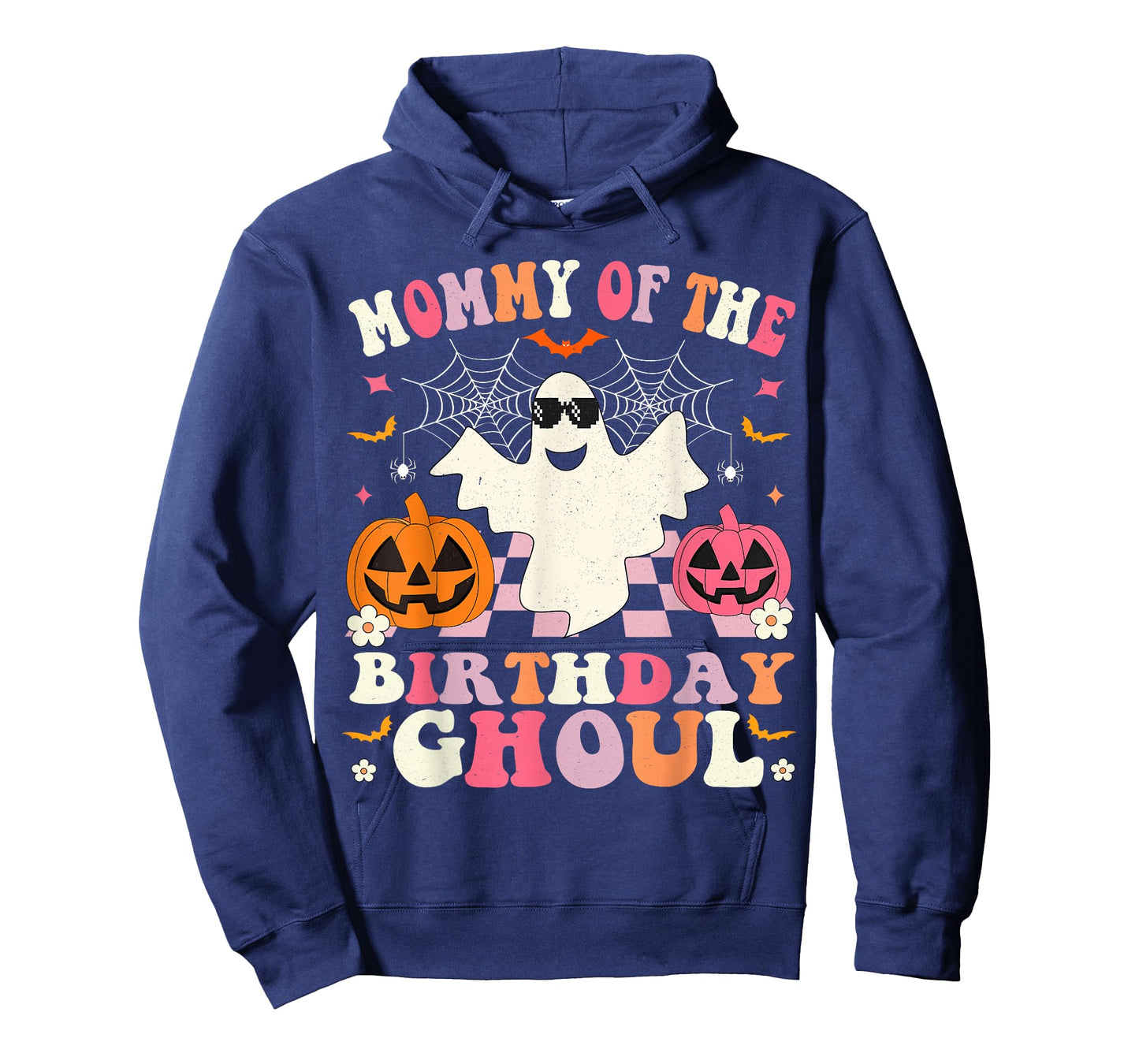 Mommy Of The Birthday Ghoul Groovy Halloween Ghost Spooky T-Shirt