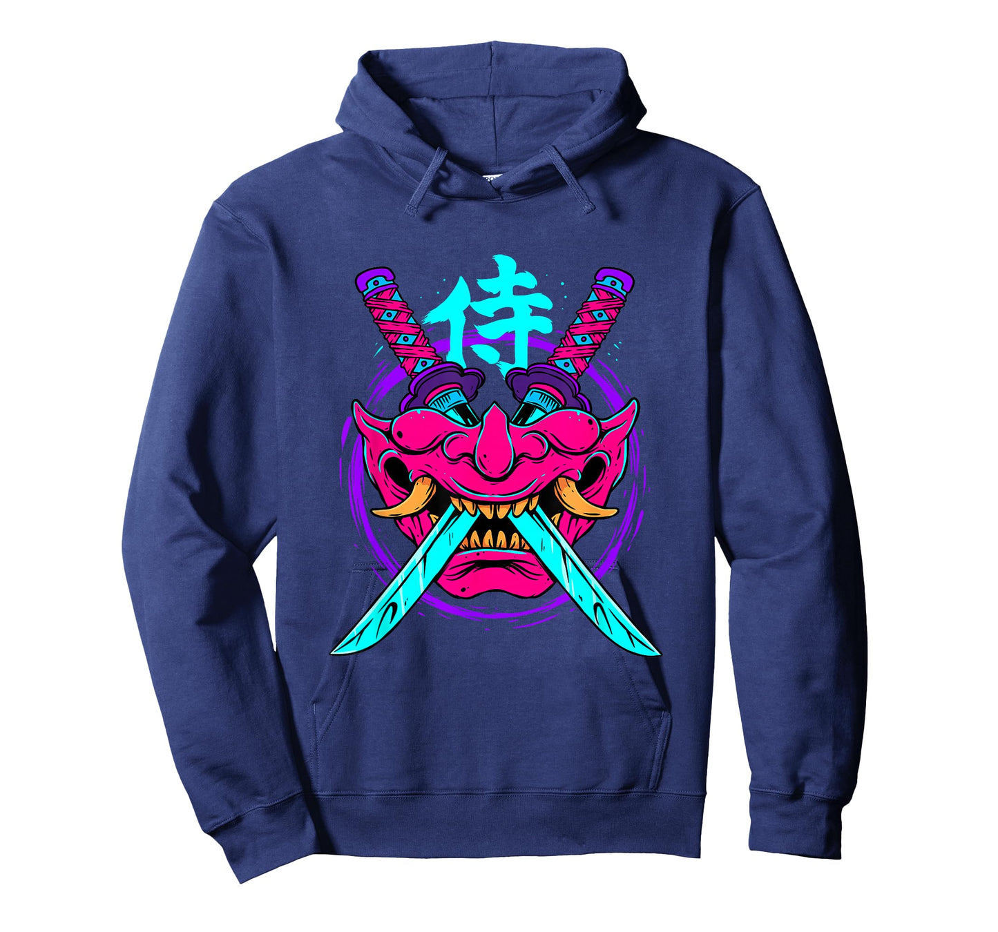 Vaporwave Aesthetic Japanese Samurai Mask Oni Kanji Bushido T-Shirt