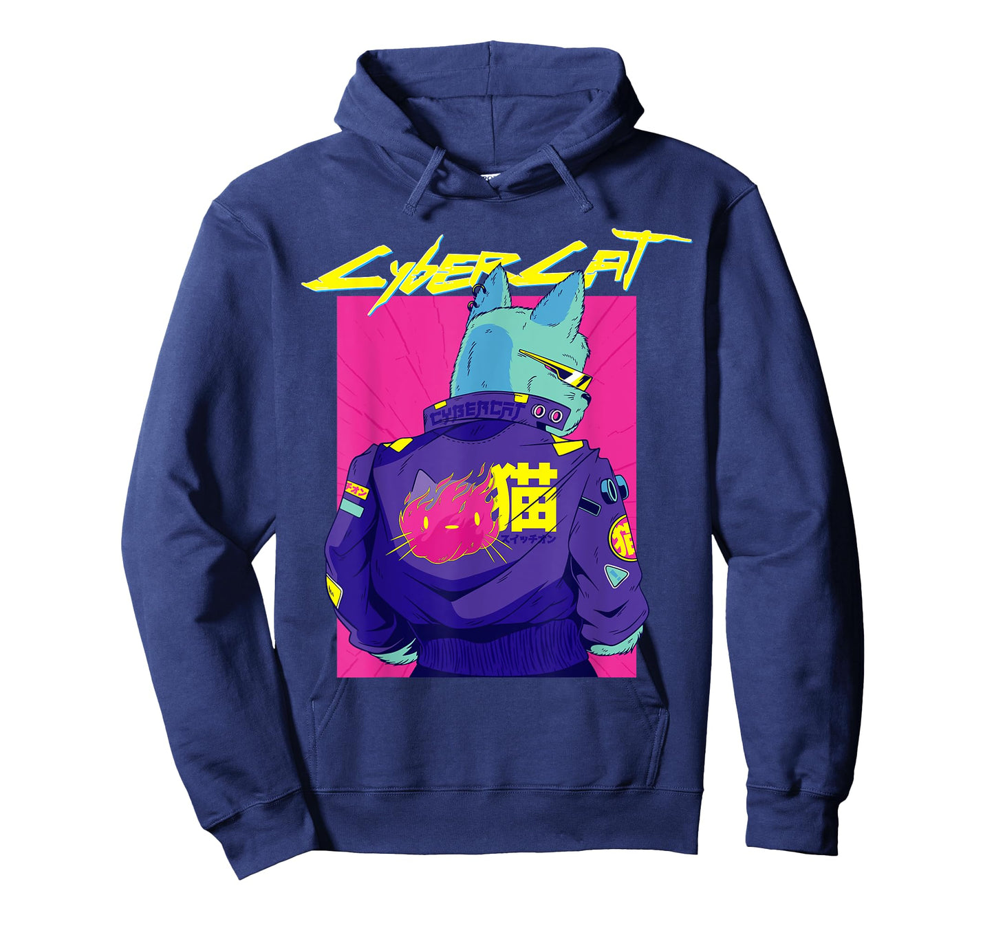 Cyberpunk Pun Cat cybercat Japanese Character cyberpunker T-Shirt
