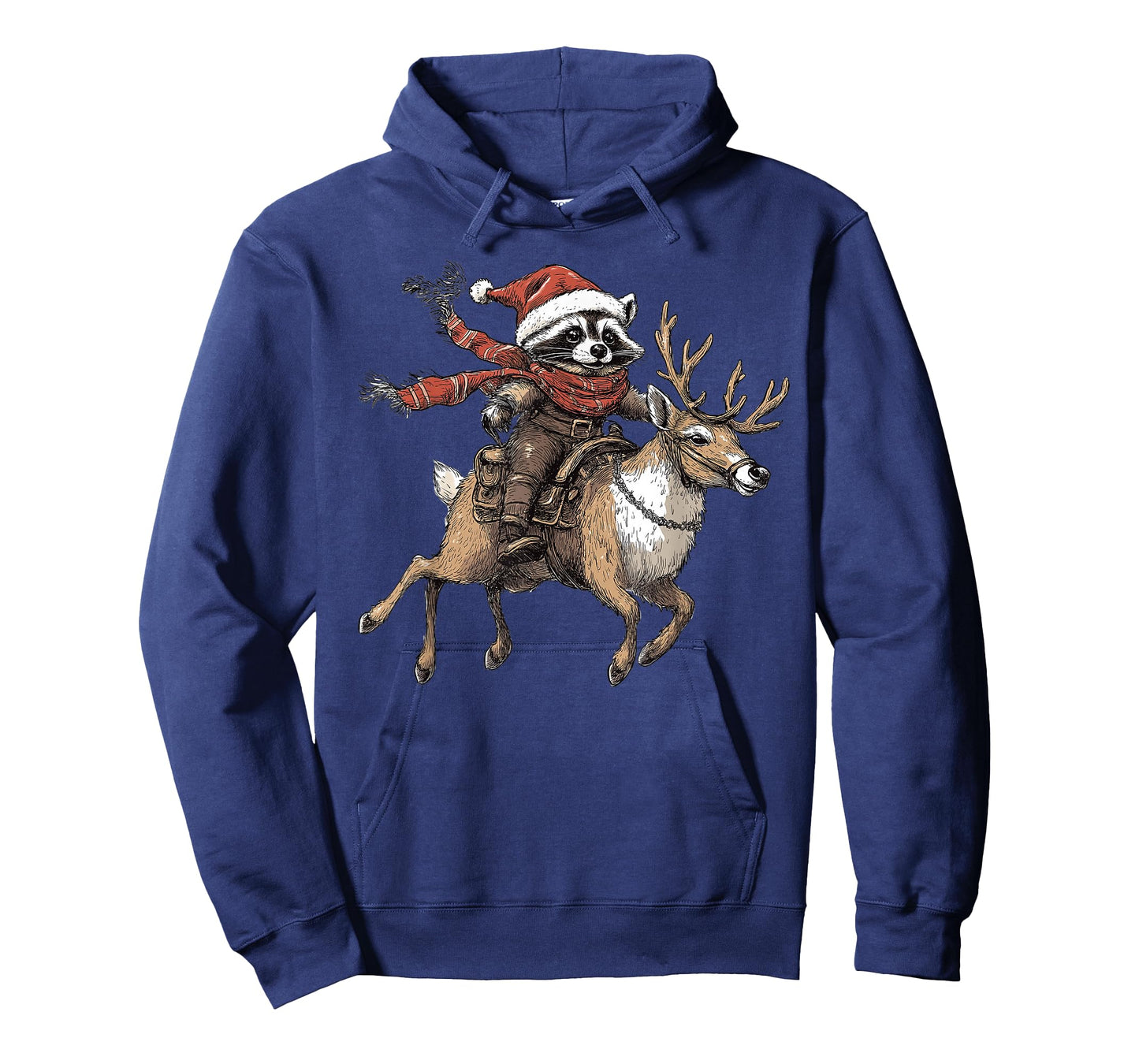 Funny Raccoon Riding Reindeer Cowboy Cowgirl Christmas T-Shirt