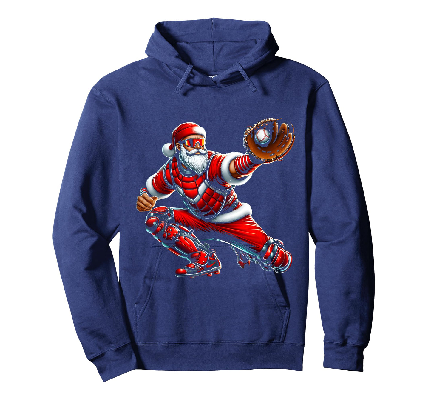 Santa Playing Baseball Catcher Merry Christmas Sport Player T-Shirt