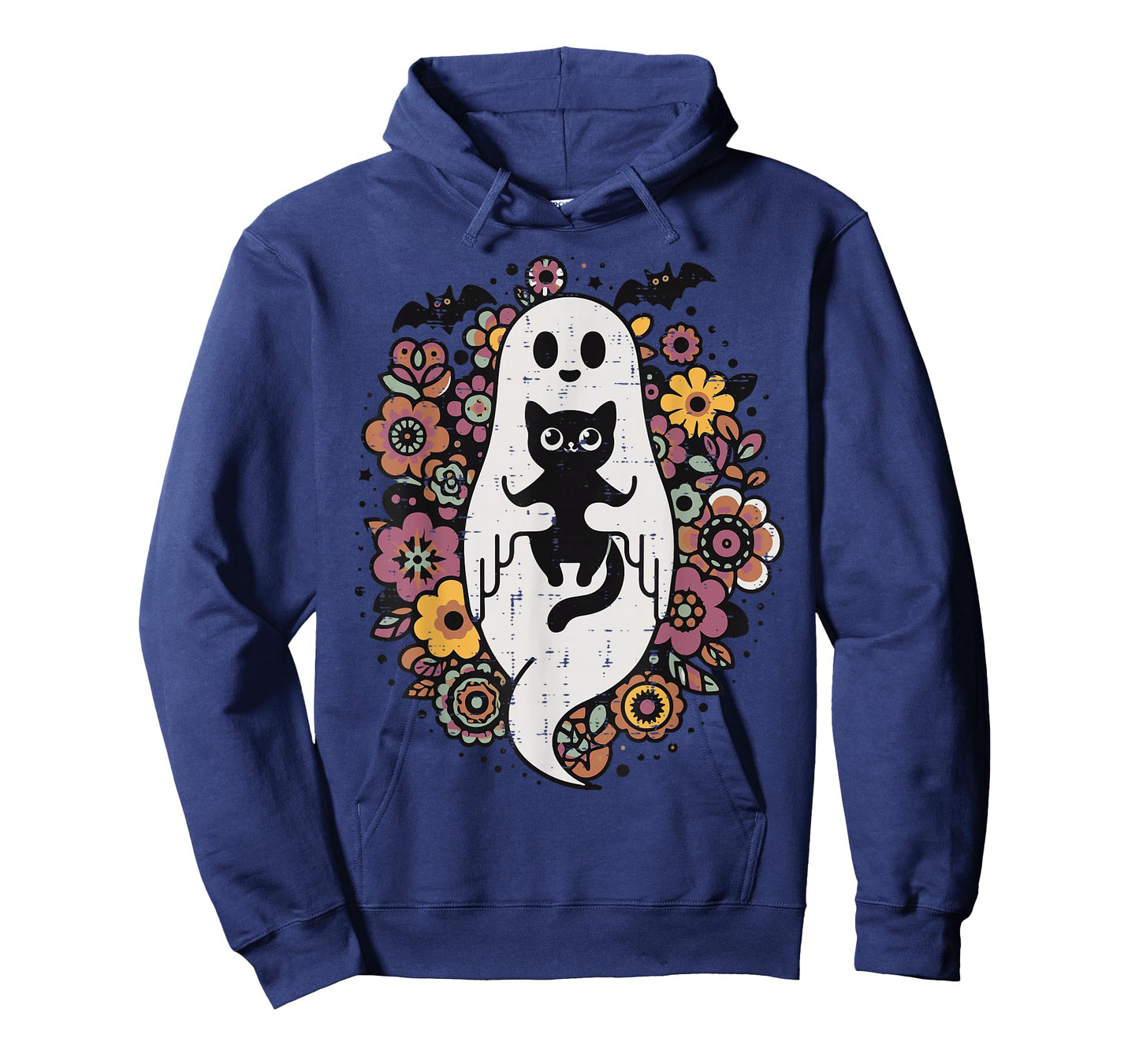 Halloween Ghost Black Cat Retro Costume Groovy Women Girls T-Shirt