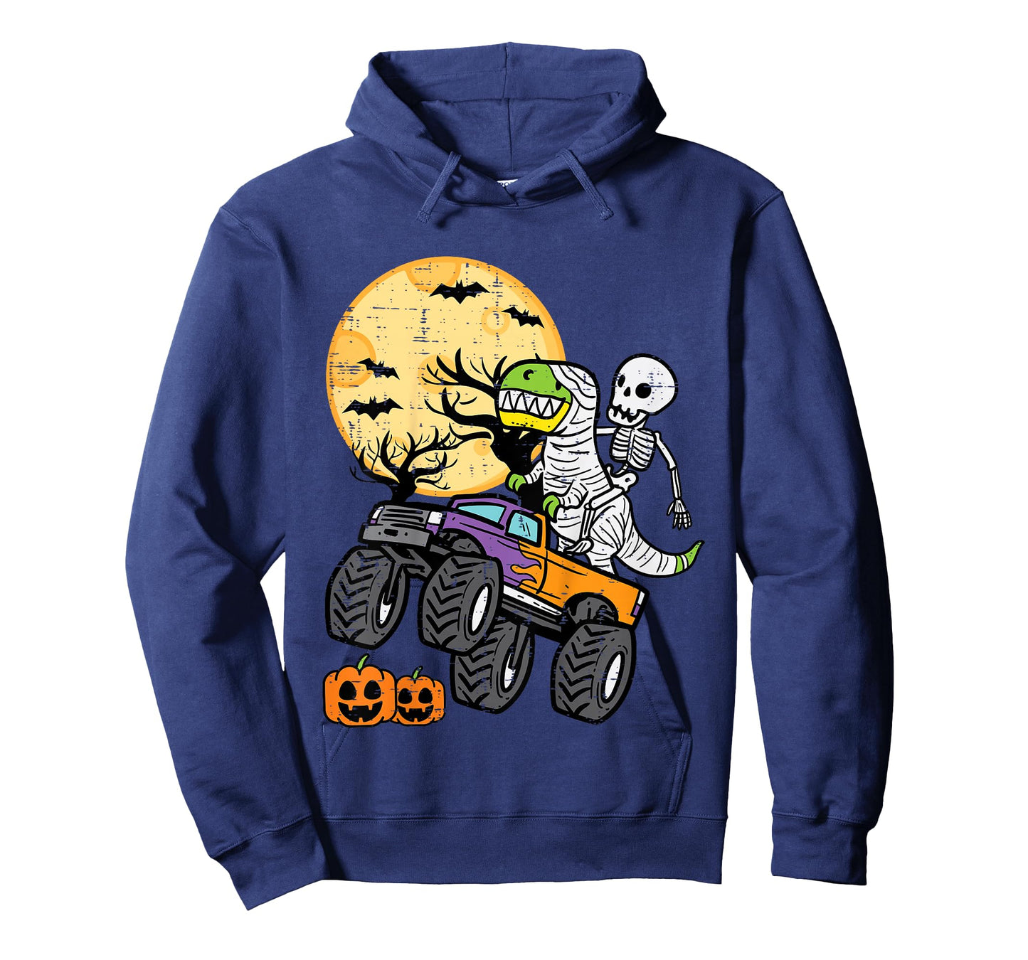Kids Skeleton Dino Monster Truck Halloween Costume Toddler Boys T-Shirt