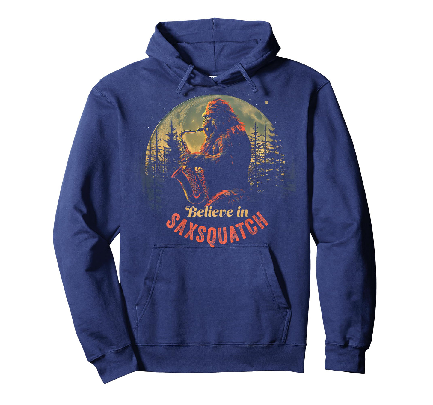 Yeti Bigfoot Playing Saxophone Sax-Squatch T-Shirt Back of T-Shirt