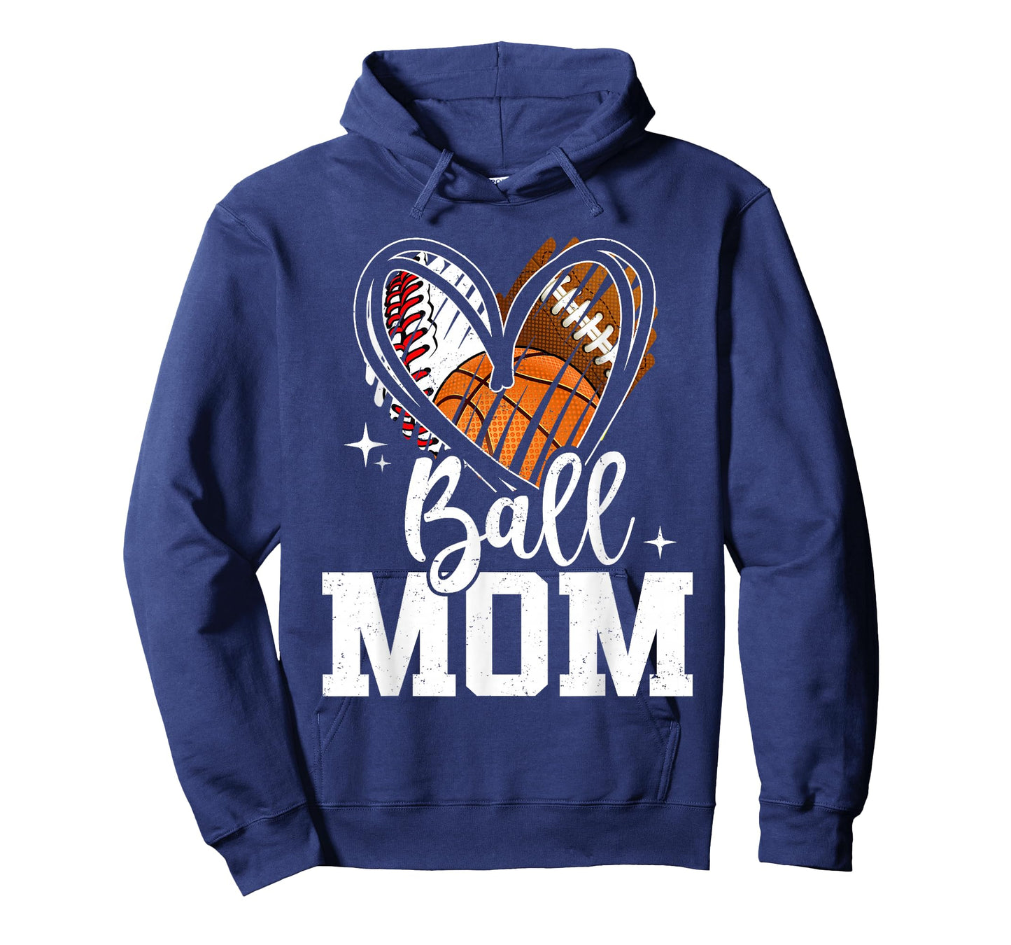 Ball Mom Baseball Football Basketball Heart Mothers Day T-Shirt