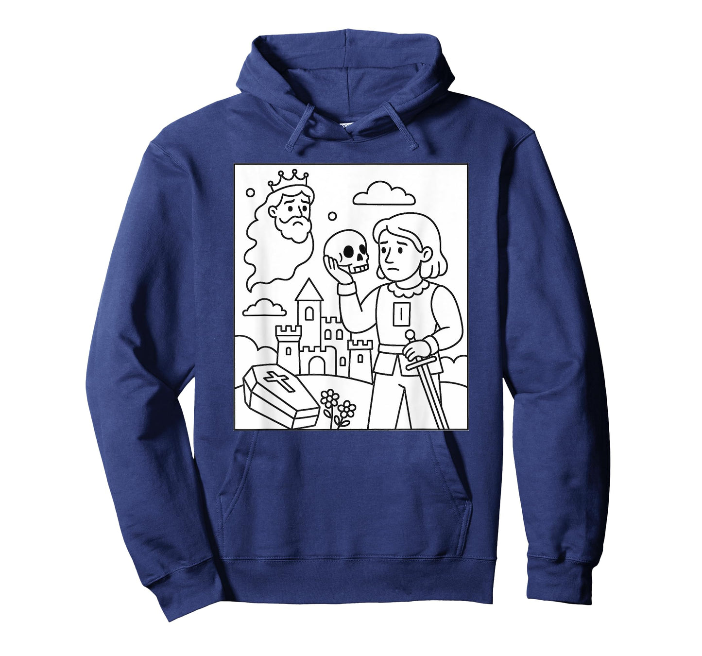 Coloring Book Hamlet Ghost Yorick Castle Shakespeare Play T-Shirt