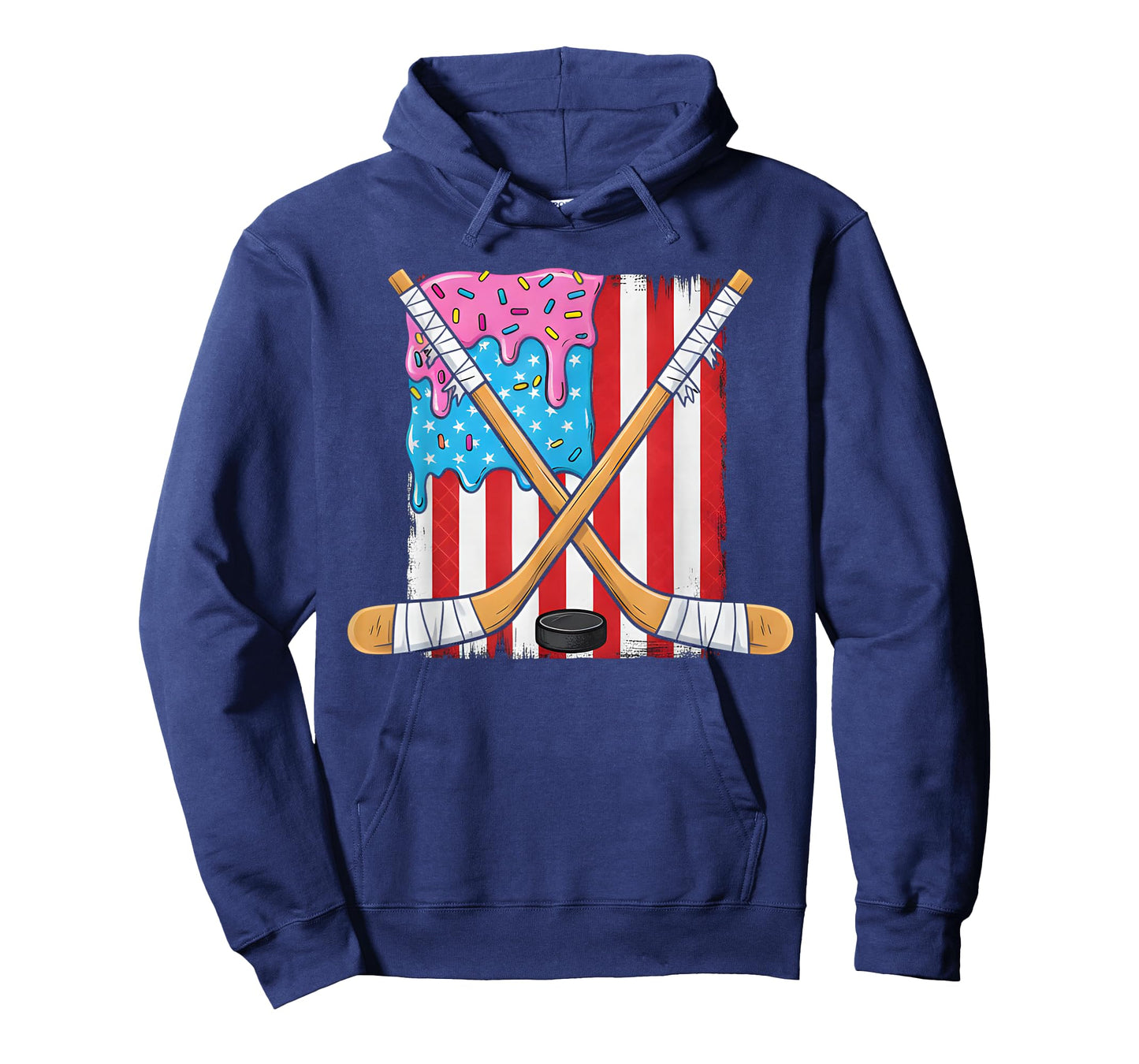 Ice Hockey Ice Cream Drip Boys American Flag Youth Players T-Shirt