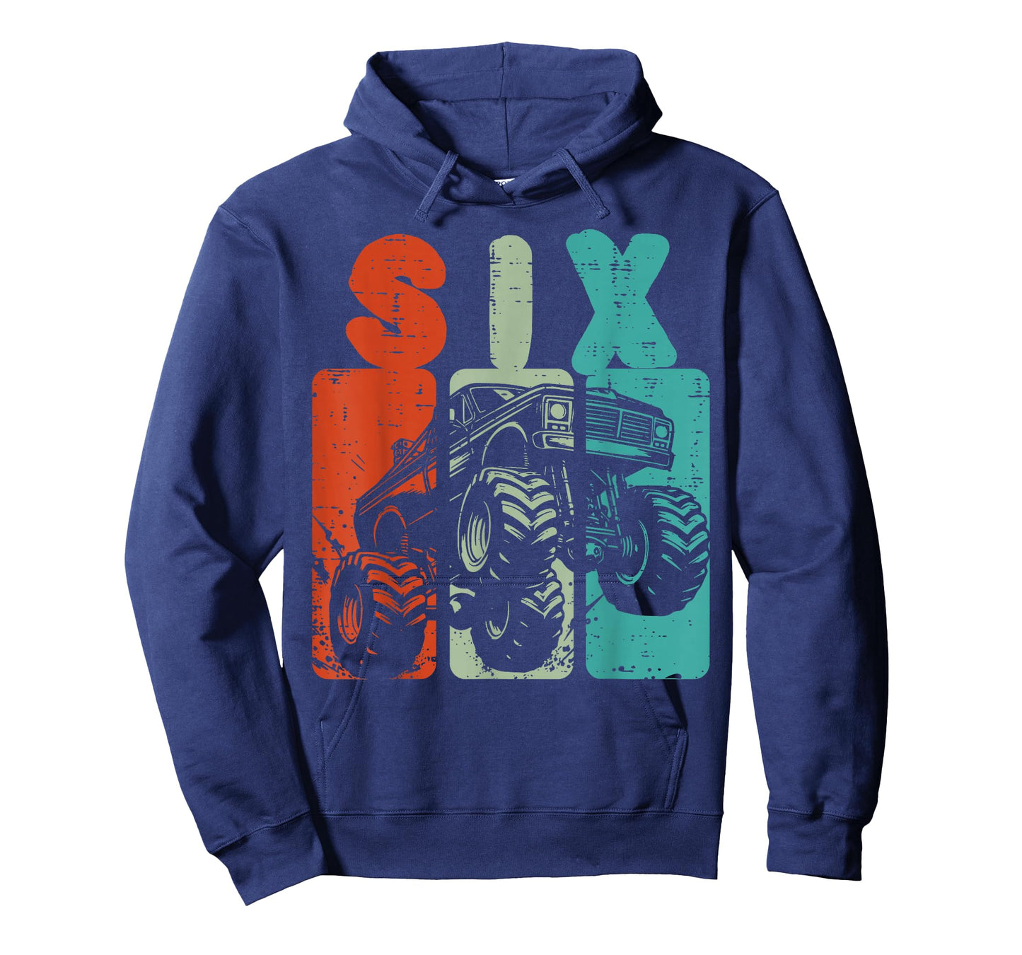 6th Birthday Monster Truck Six Retro 6 Bday Boys Kids Youth T-Shirt