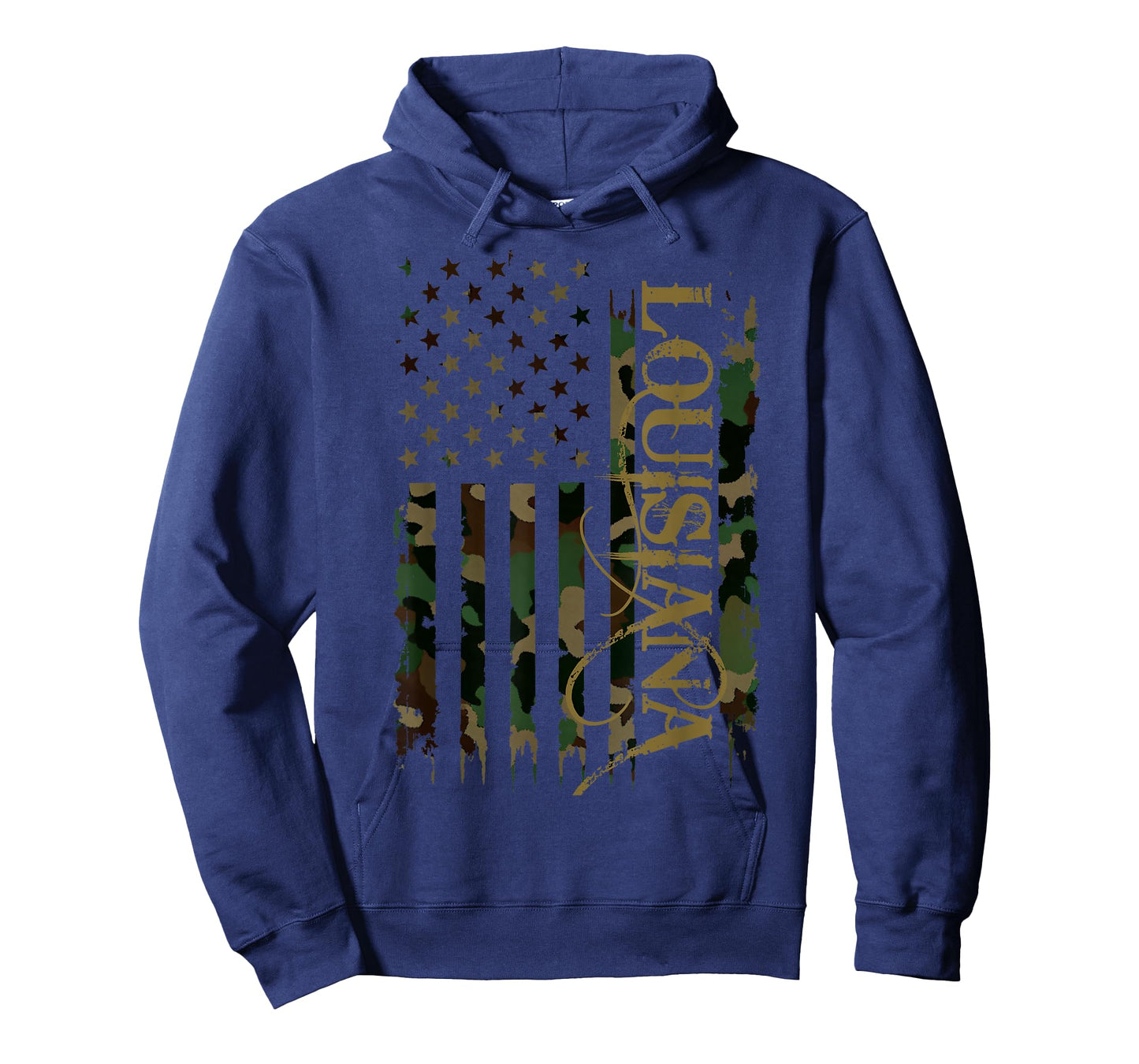 Louisiana United States Distressed Camo w US Flag T-Shirt