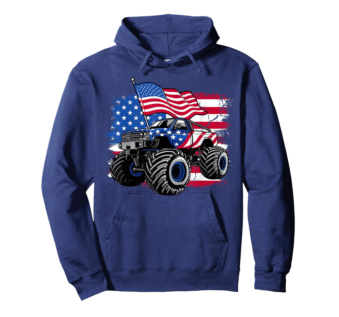 Monster Truck 4th Of July Shirt Boys American Flag Men USA T-Shirt