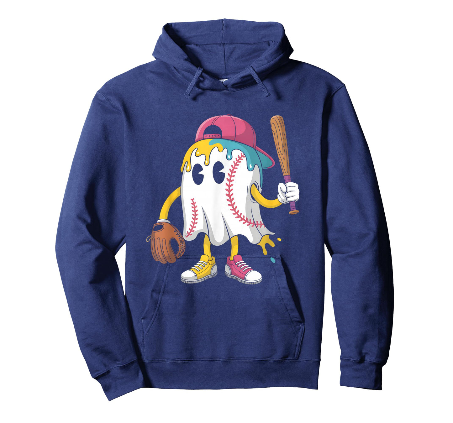 Ice Cream Drip Ghost Baseball Spots Baseball Drip Halloween T-Shirt